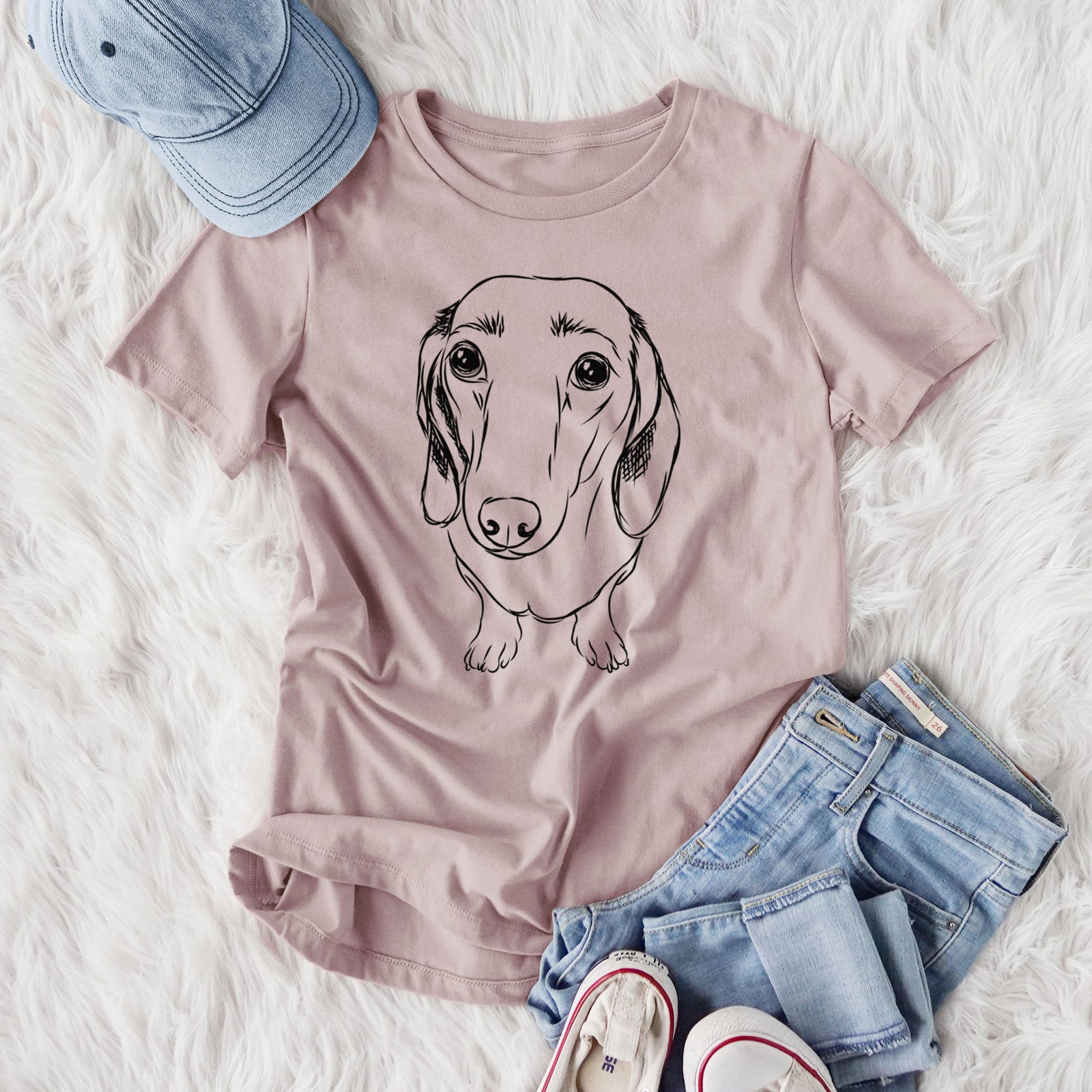 Bare Annabelle the Dachshund - Women's Lightweight Relaxed Fit 100% Cotton Crewneck
