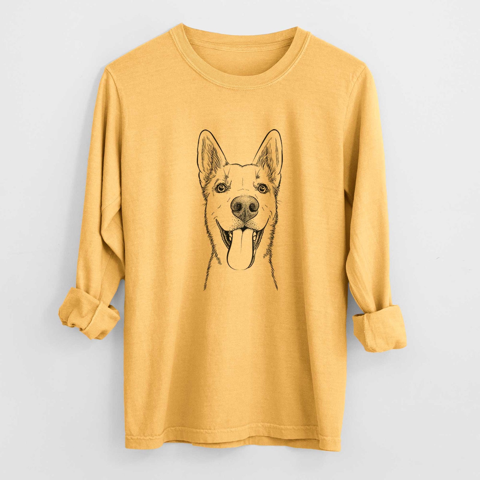 Bare Arlo the Husky Shepherd Mix - Men's Heavyweight 100% Cotton Long Sleeve