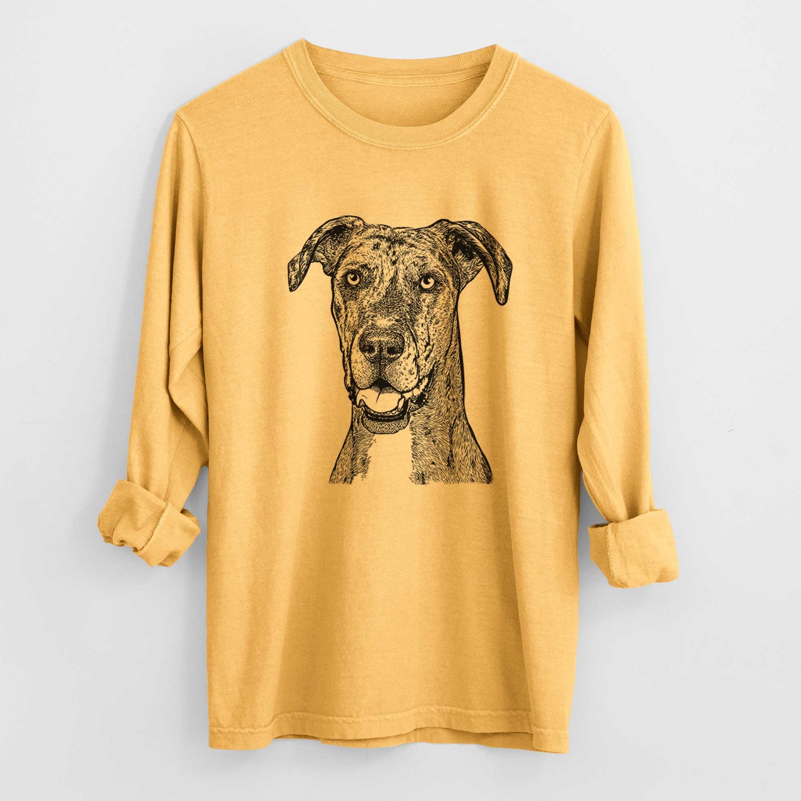 Bare Athena the Merle Great Dane - Men's Heavyweight 100% Cotton Long Sleeve