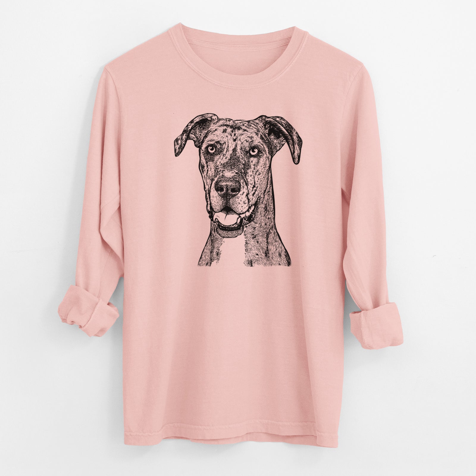 Bare Athena the Merle Great Dane - Men's Heavyweight 100% Cotton Long Sleeve