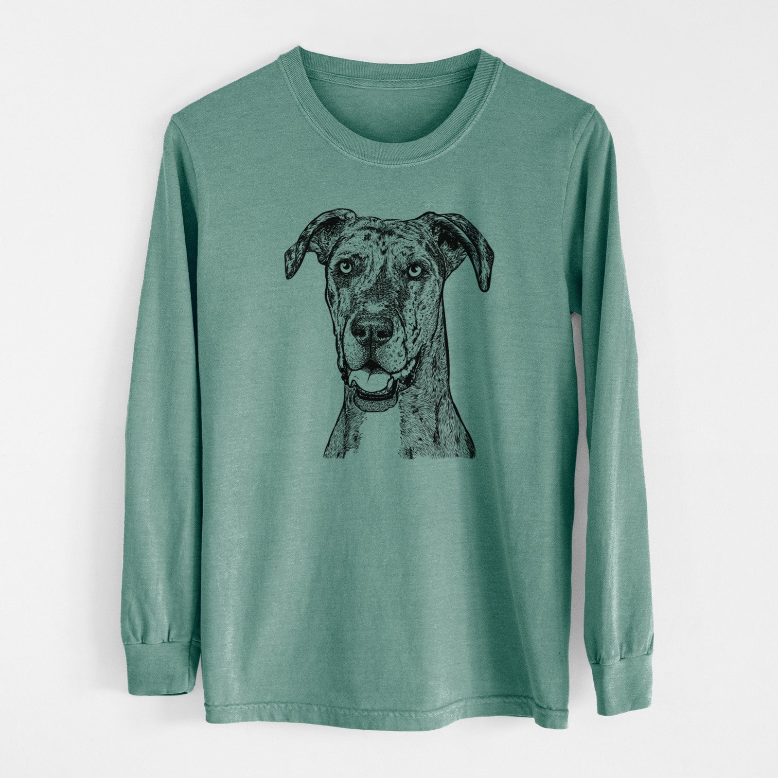 Bare Athena the Merle Great Dane - Men's Heavyweight 100% Cotton Long Sleeve
