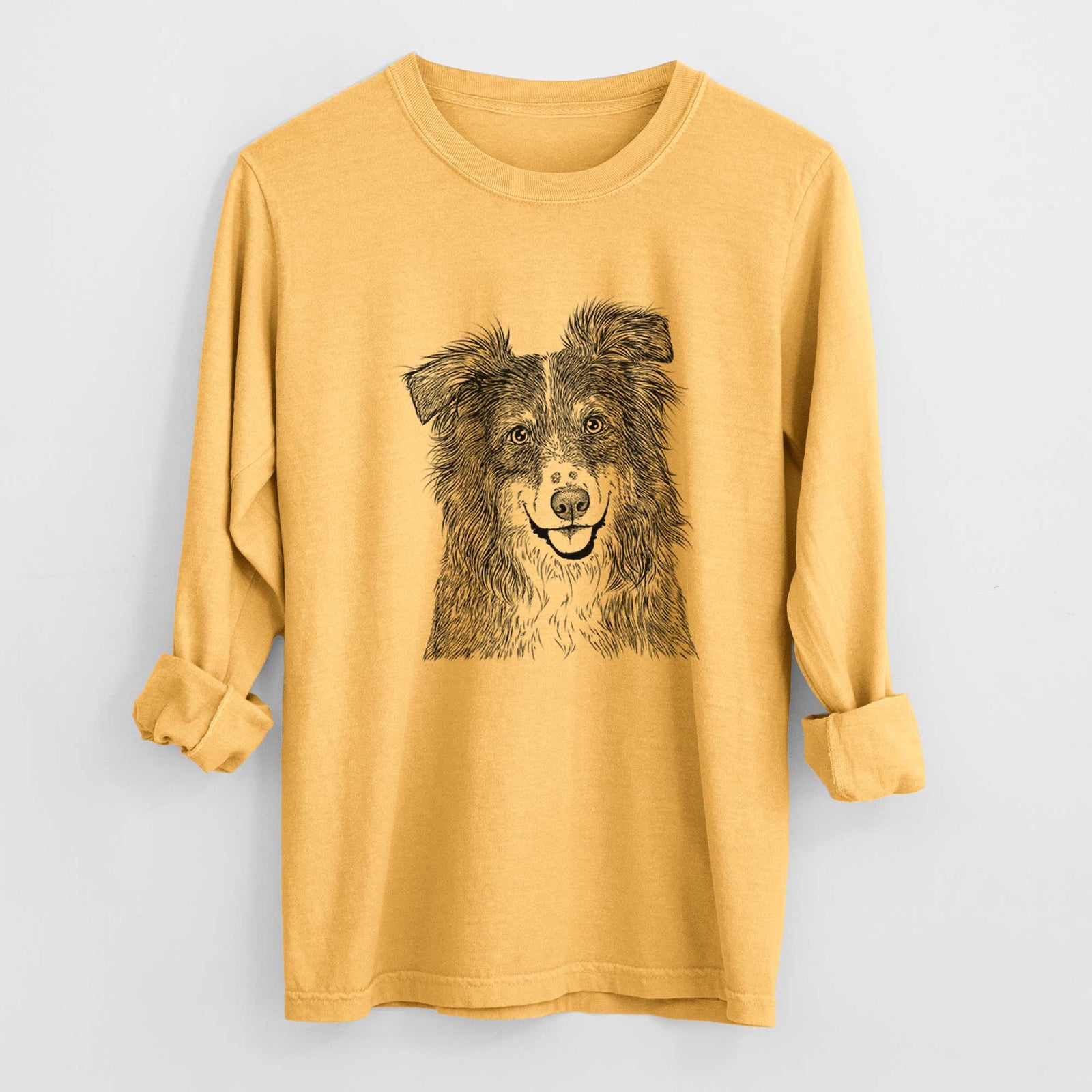 Bare Aushe the Australian Shepherd - Men's Heavyweight 100% Cotton Long Sleeve