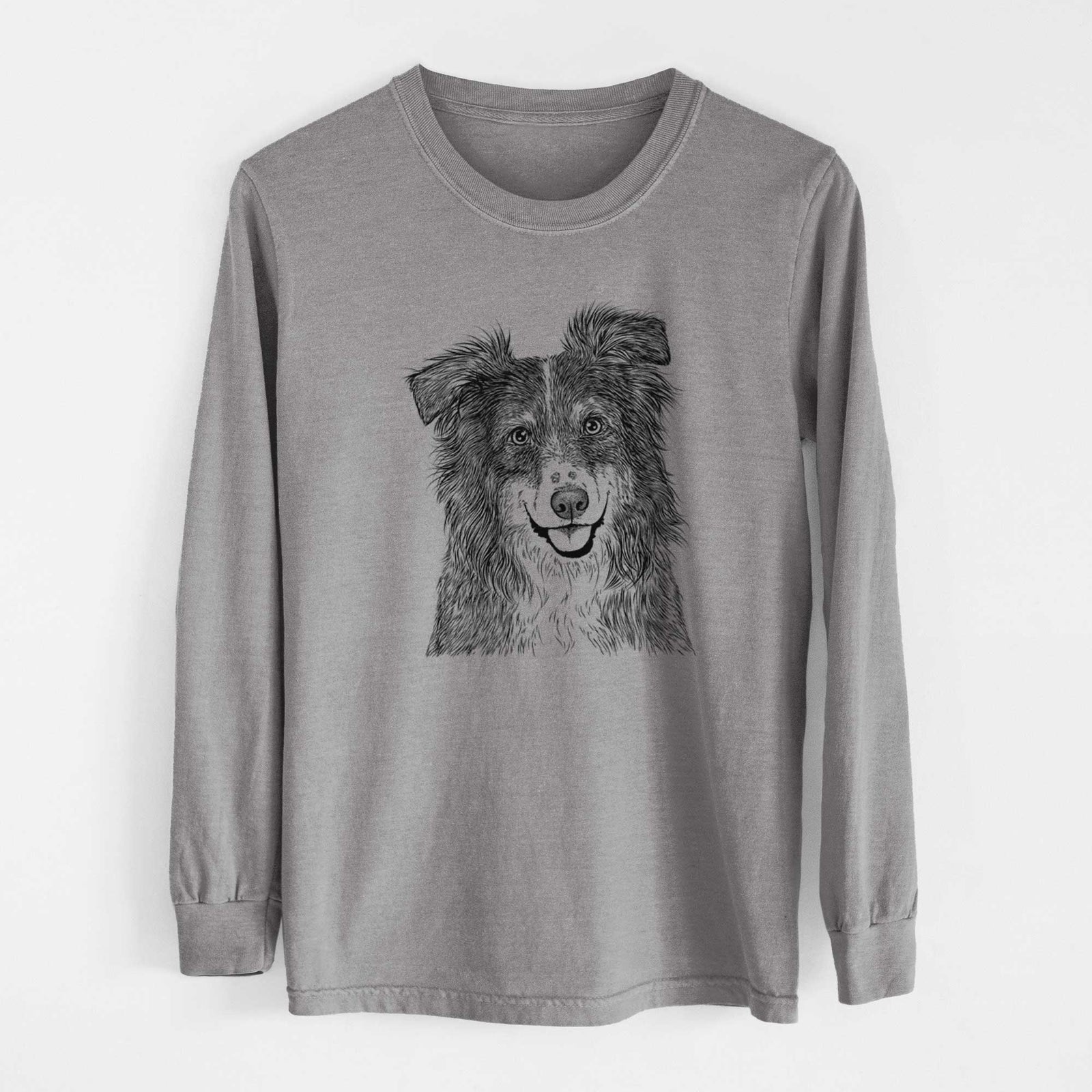 Bare Aushe the Australian Shepherd - Men's Heavyweight 100% Cotton Long Sleeve