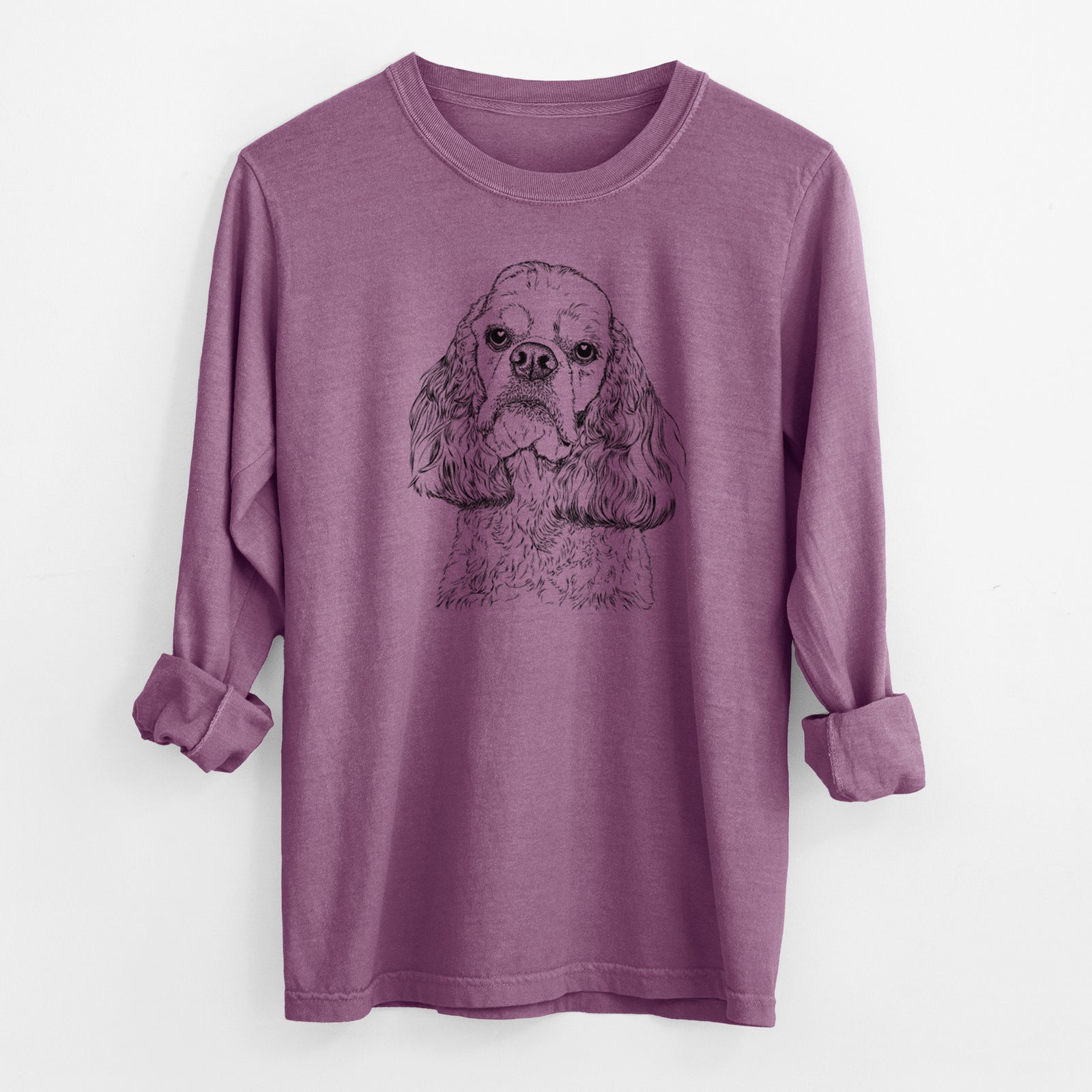 Bare Bailey the American Cocker Spaniel - Men's Heavyweight 100% Cotton Long Sleeve