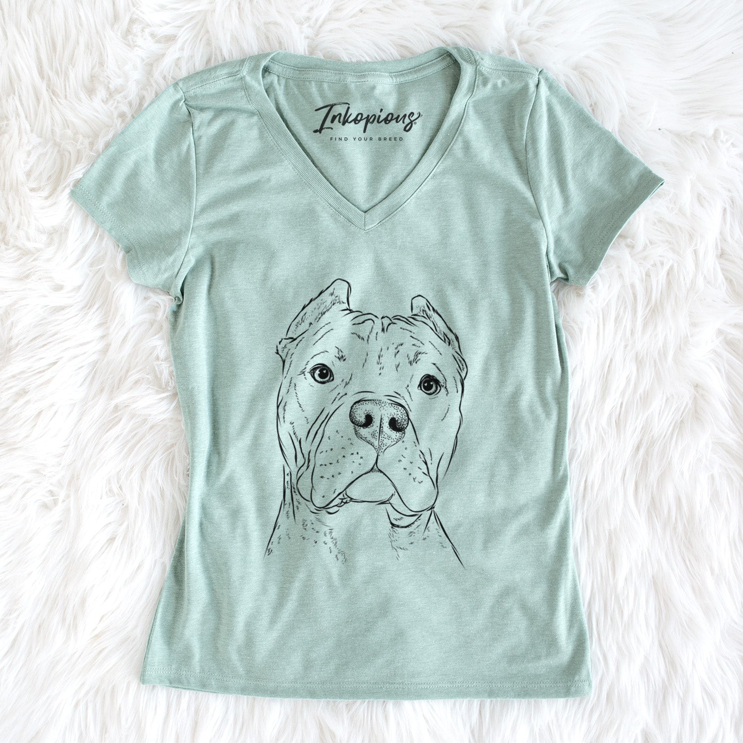 Bare Bam Bam the Pitbull - Women's V-neck Shirt
