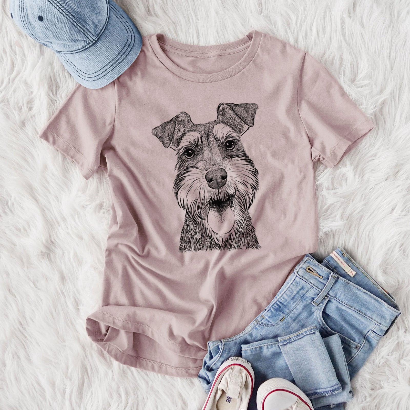 Bare Bernadette the Mini Schnauzer - Women's Lightweight Relaxed Fit 100% Cotton Crewneck