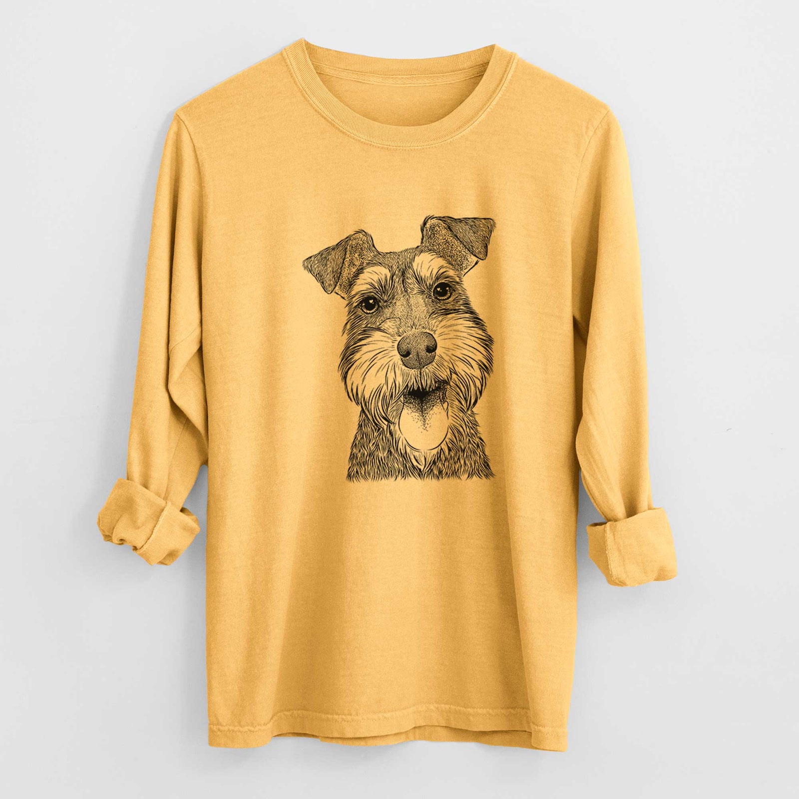 Bare Bernadette the Mini Schnauzer - Men's Heavyweight 100% Cotton Long Sleeve