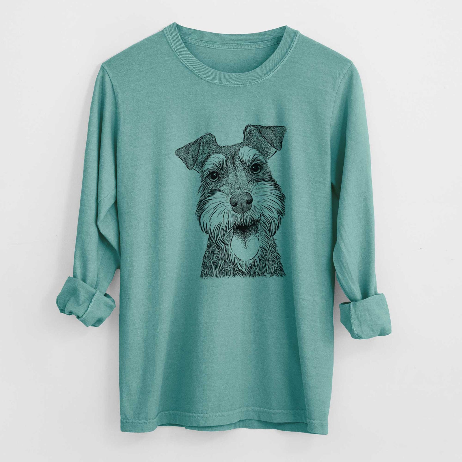 Bare Bernadette the Mini Schnauzer - Men's Heavyweight 100% Cotton Long Sleeve