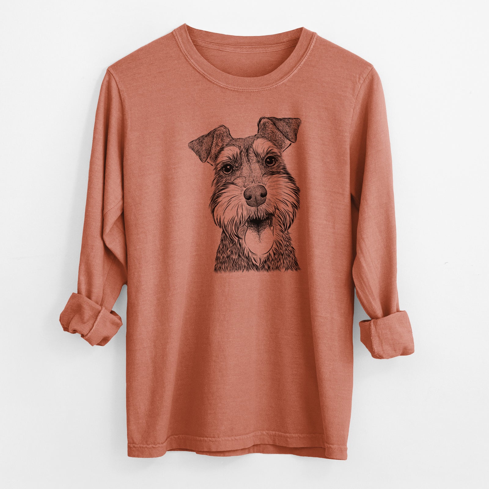 Bare Bernadette the Mini Schnauzer - Men's Heavyweight 100% Cotton Long Sleeve