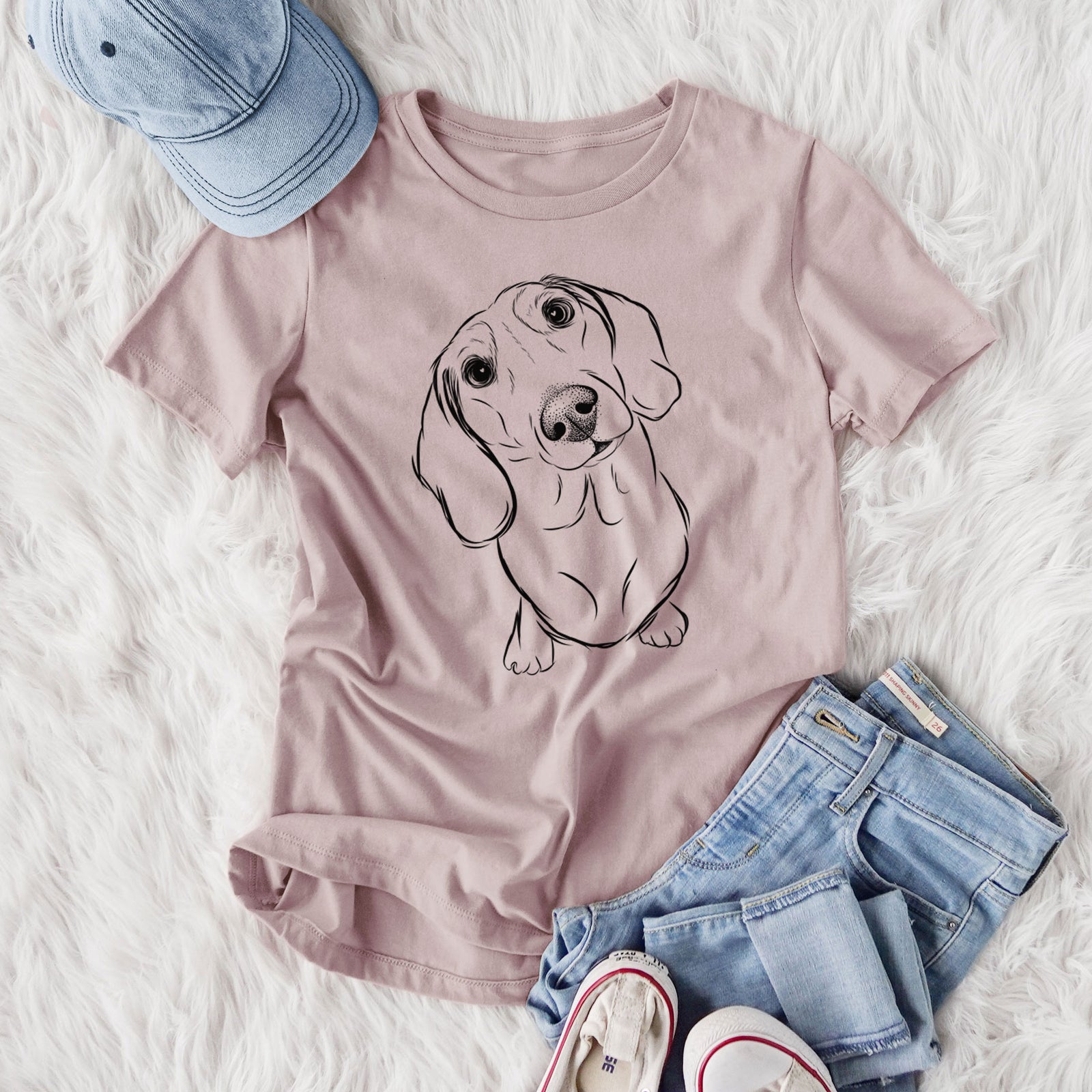 Bare Bill the Dachshund - Women's Lightweight Relaxed Fit 100% Cotton Crewneck