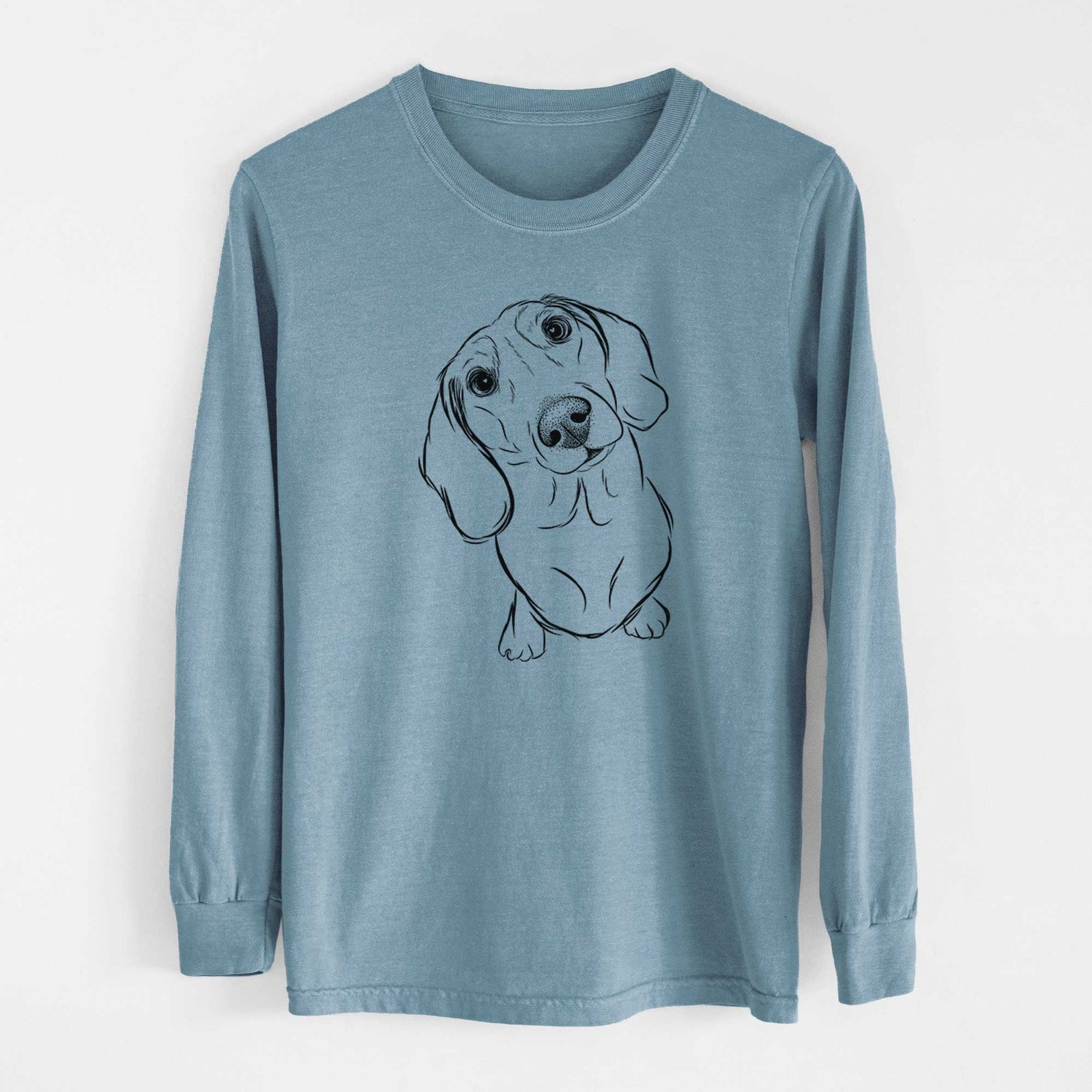 Bare Bill the Dachshund - Men's Heavyweight 100% Cotton Long Sleeve