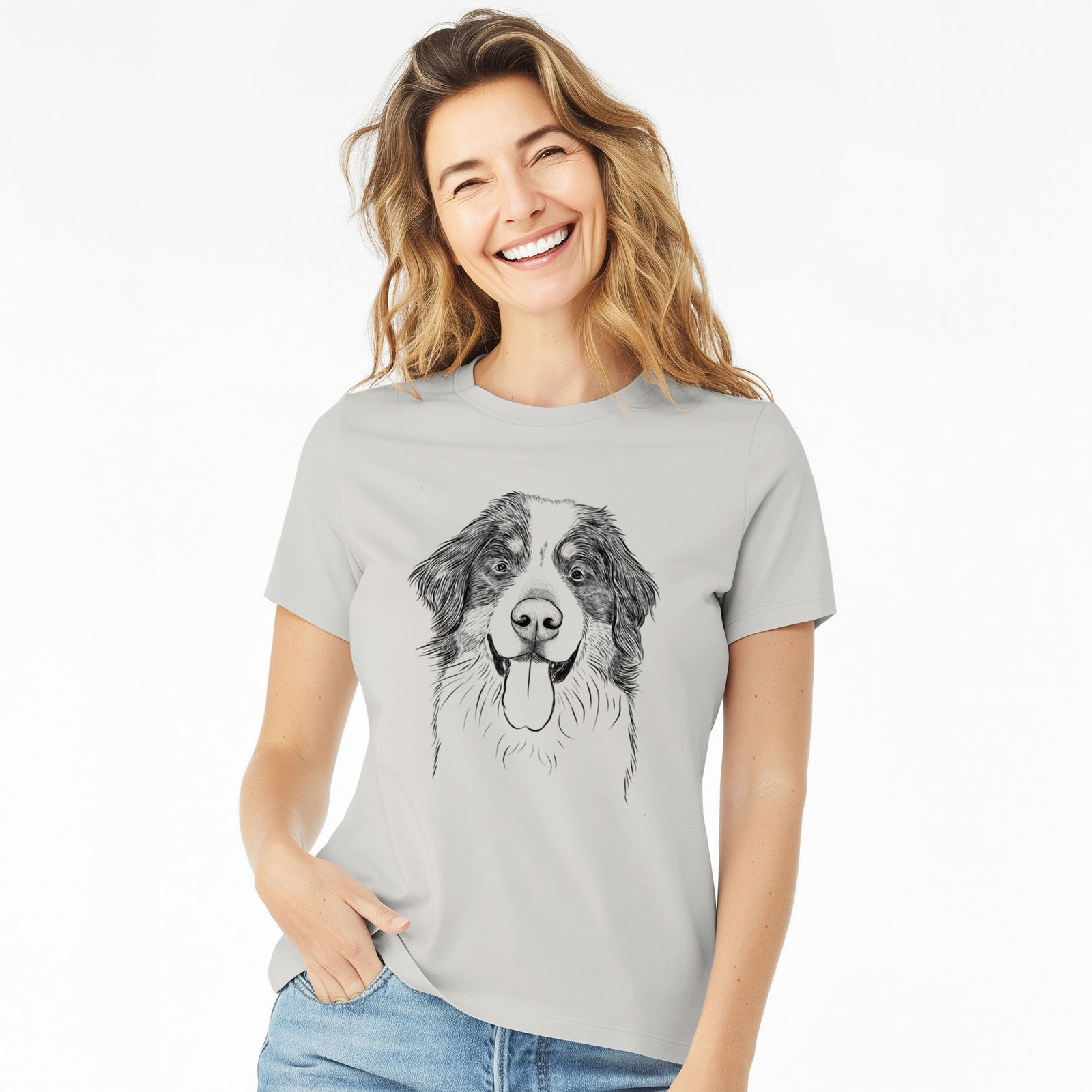 Bare Blaze the Bernese Mountain Dog - Women's Lightweight Relaxed Fit 100% Cotton Crewneck
