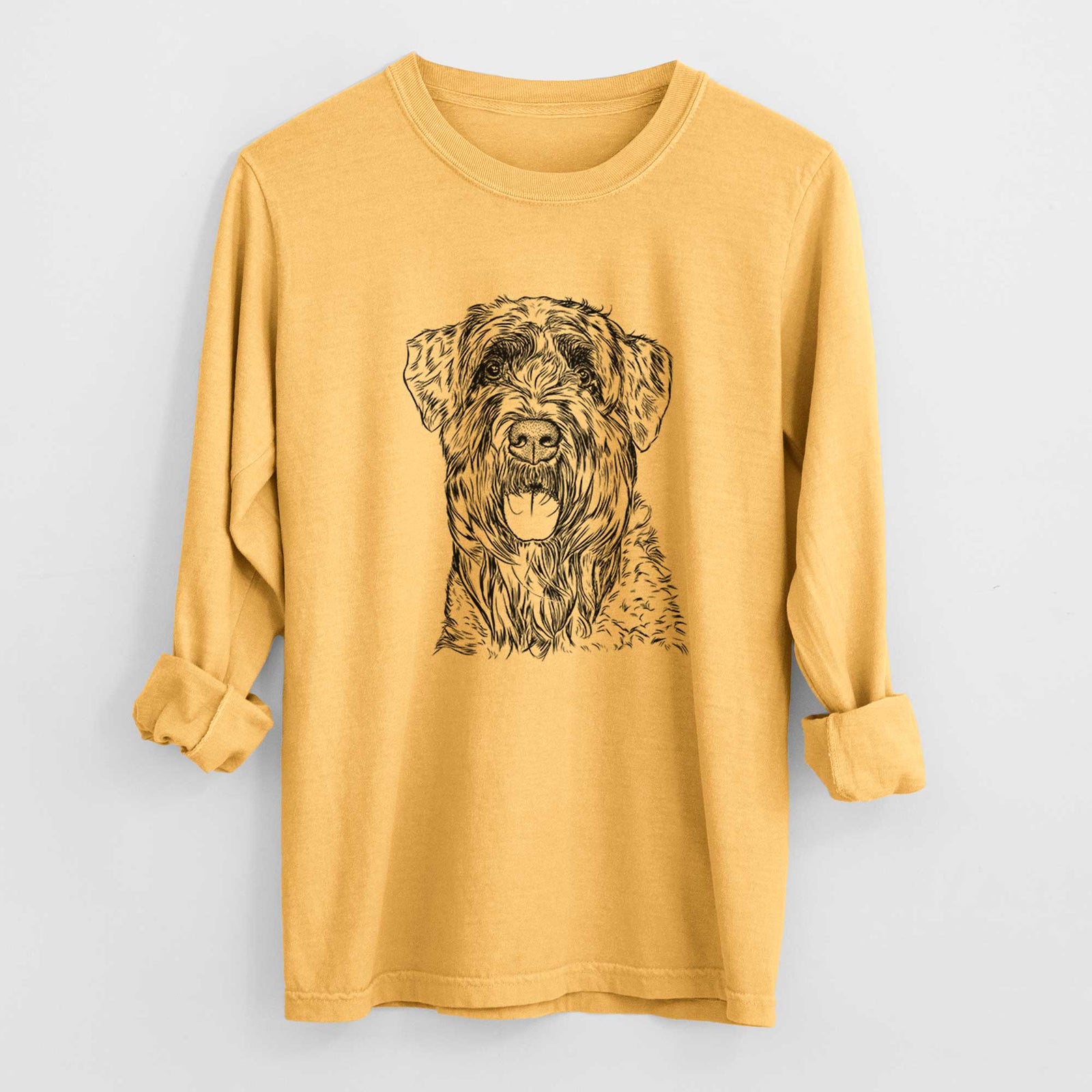Bare Bonnie the Bouvier Des Flandres - Men's Heavyweight 100% Cotton Long Sleeve