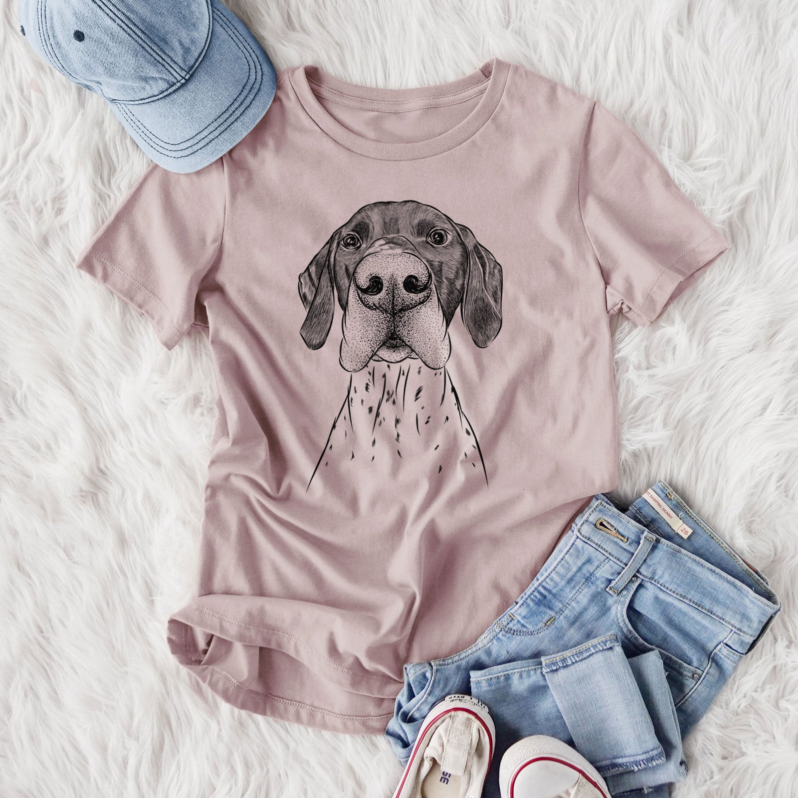 Bare Booze the German Shorthaired Pointer - Women's Lightweight Relaxed Fit 100% Cotton Crewneck