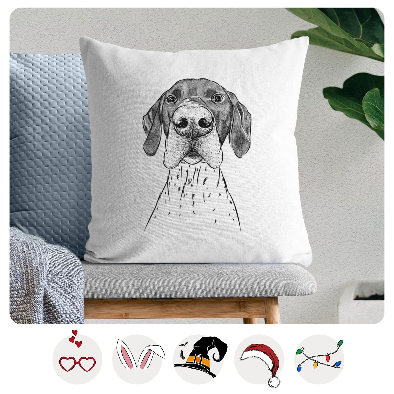 Booze the German Shorthaired Pointer - Throw Pillow Cover