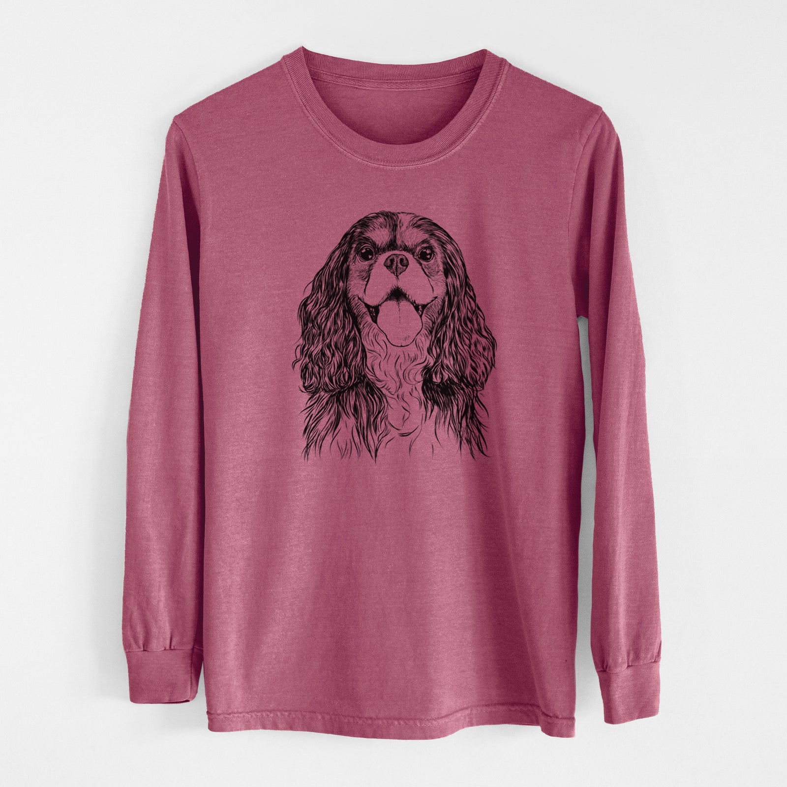 Bare Brandy the Cavalier King Charles Spaniel - Men's Heavyweight 100% Cotton Long Sleeve
