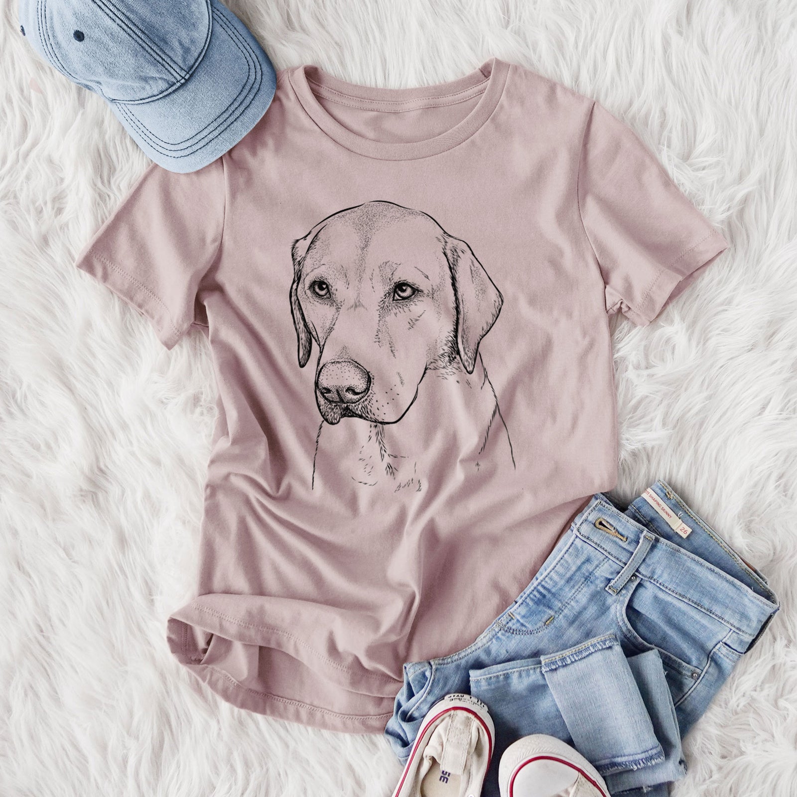Bare Braxton the Yellow Lab - Women's Lightweight Relaxed Fit 100% Cotton Crewneck