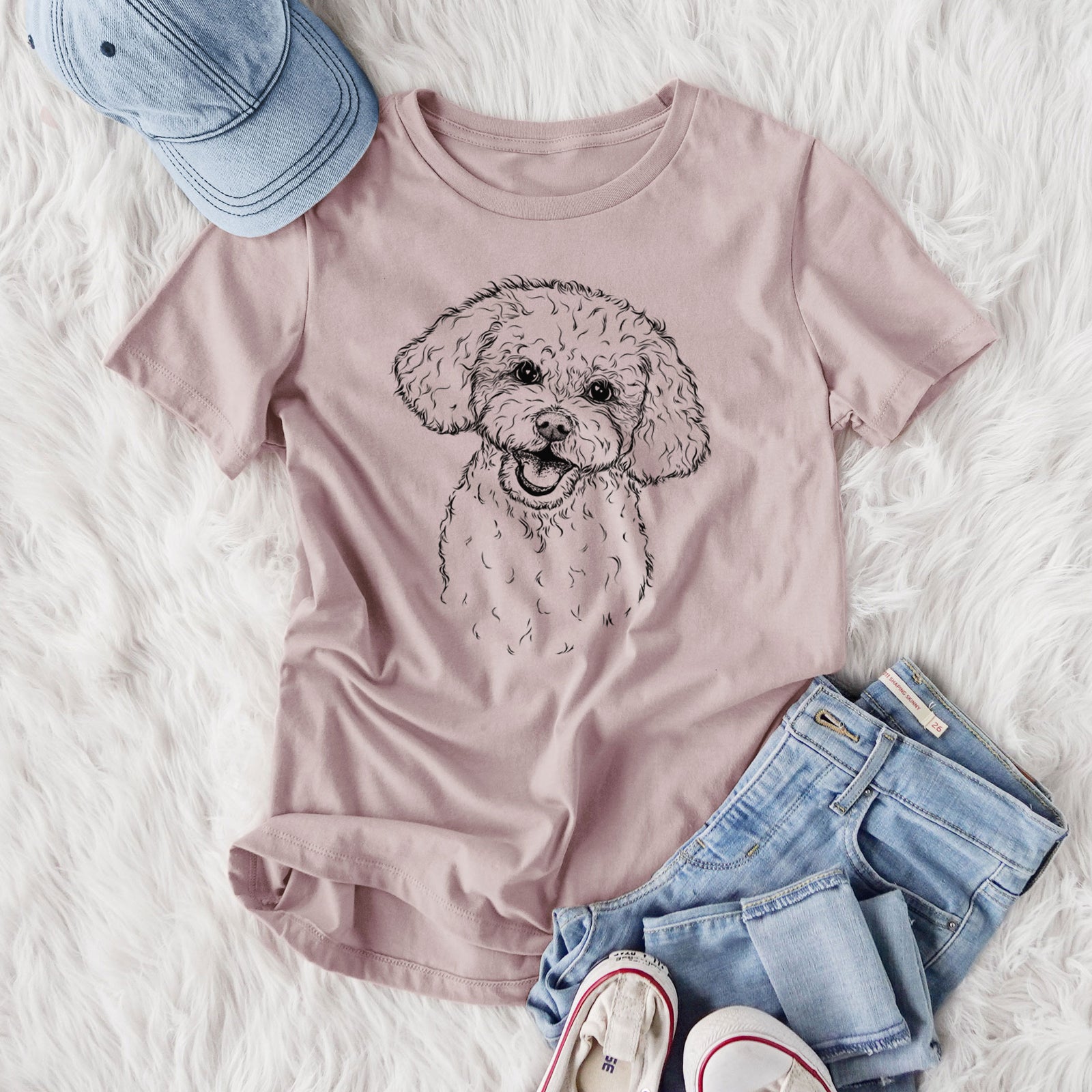 Bare Caesar the Bichon Frise - Women's Lightweight Relaxed Fit 100% Cotton Crewneck