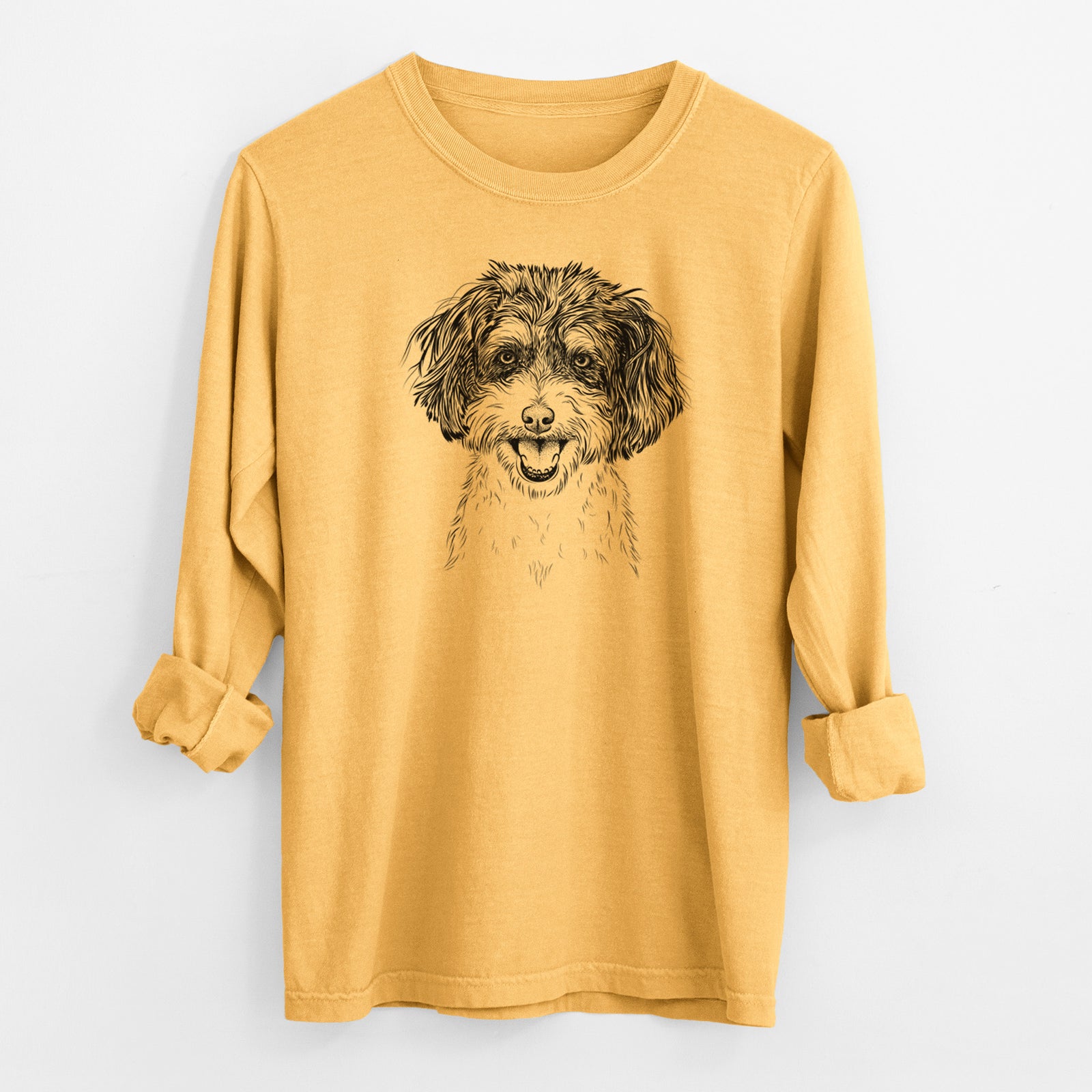 Bare Carlos the Cavapoo - Men's Heavyweight 100% Cotton Long Sleeve