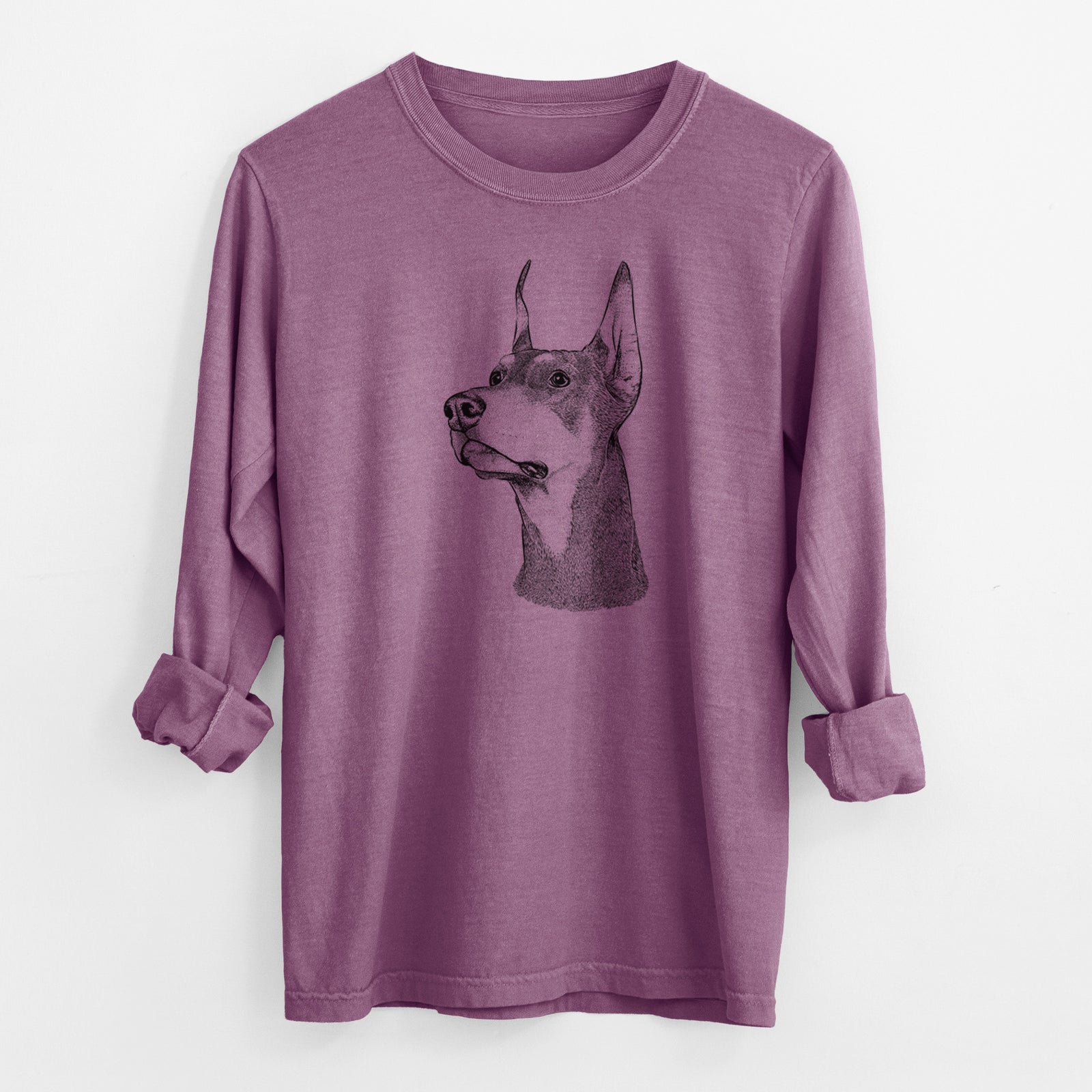 Bare Cenza the Doberman Pinscher - Men's Heavyweight 100% Cotton Long Sleeve