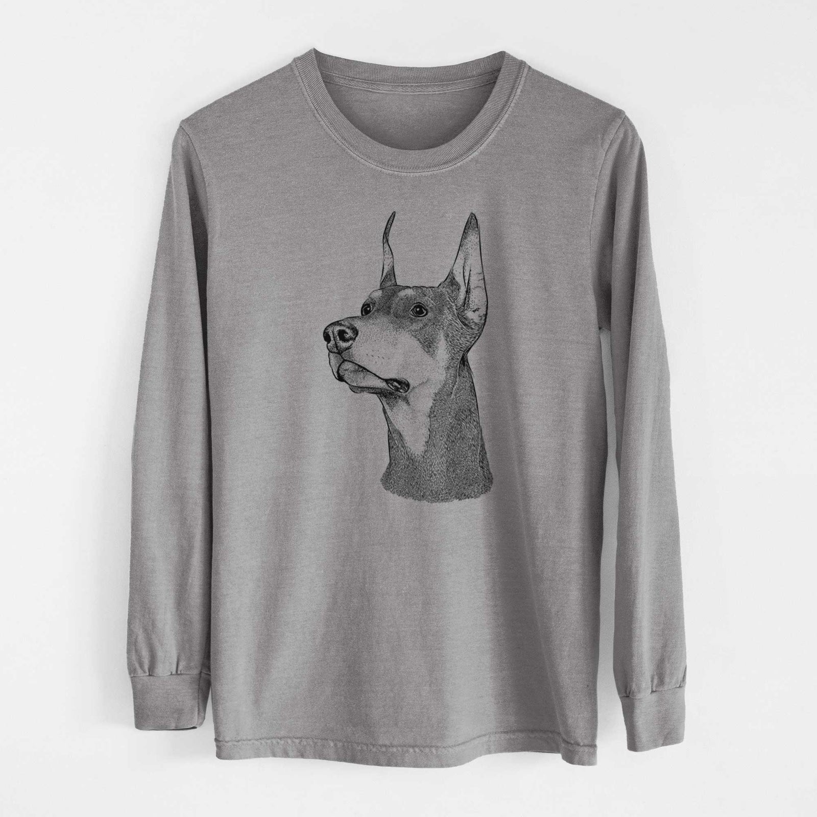 Bare Cenza the Doberman Pinscher - Men's Heavyweight 100% Cotton Long Sleeve
