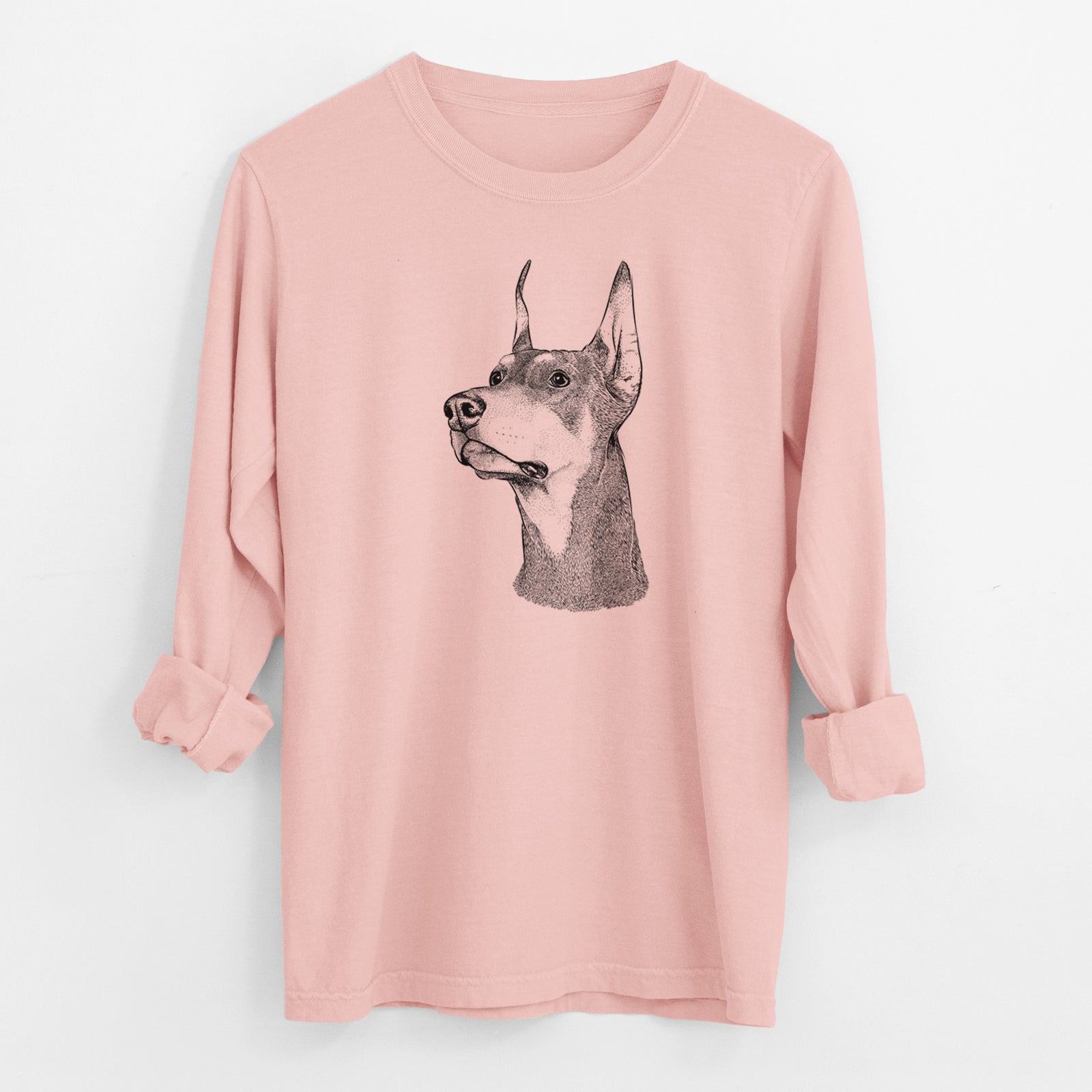 Bare Cenza the Doberman Pinscher - Men's Heavyweight 100% Cotton Long Sleeve