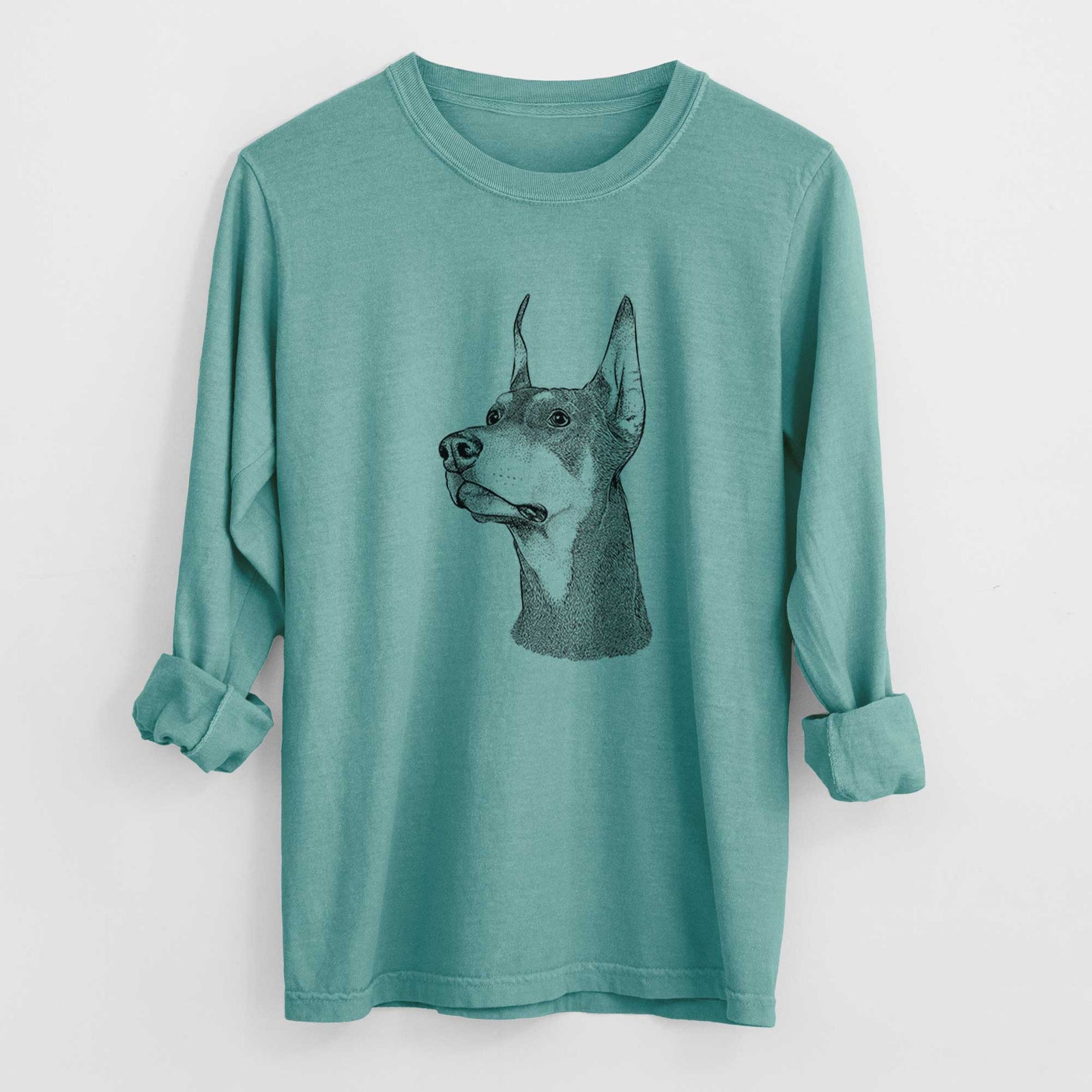 Bare Cenza the Doberman Pinscher - Men's Heavyweight 100% Cotton Long Sleeve