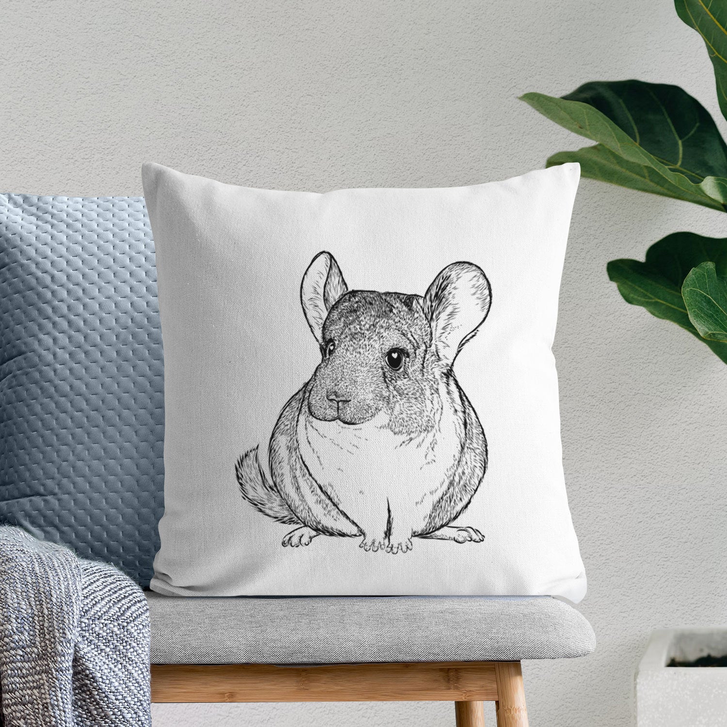 Cheddar the Chinchilla - Throw Pillow Cover