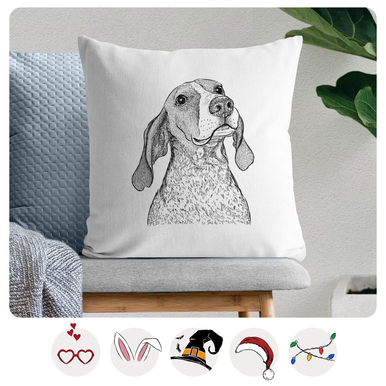 Chester the Red Tick Coonhound - Throw Pillow Cover