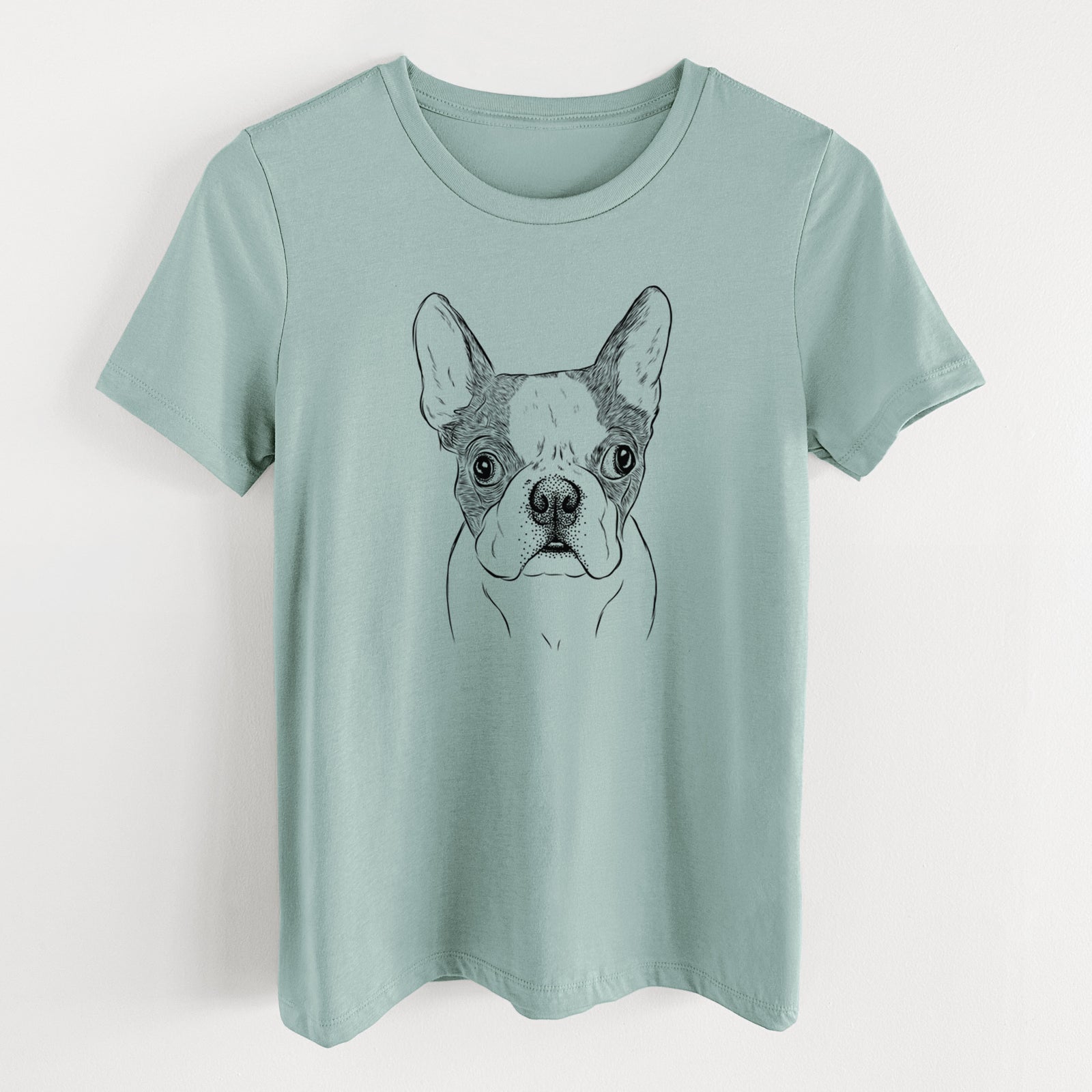 Bare Chocolate Chip the Boston Terrier - Women's Lightweight Relaxed Fit 100% Cotton Crewneck