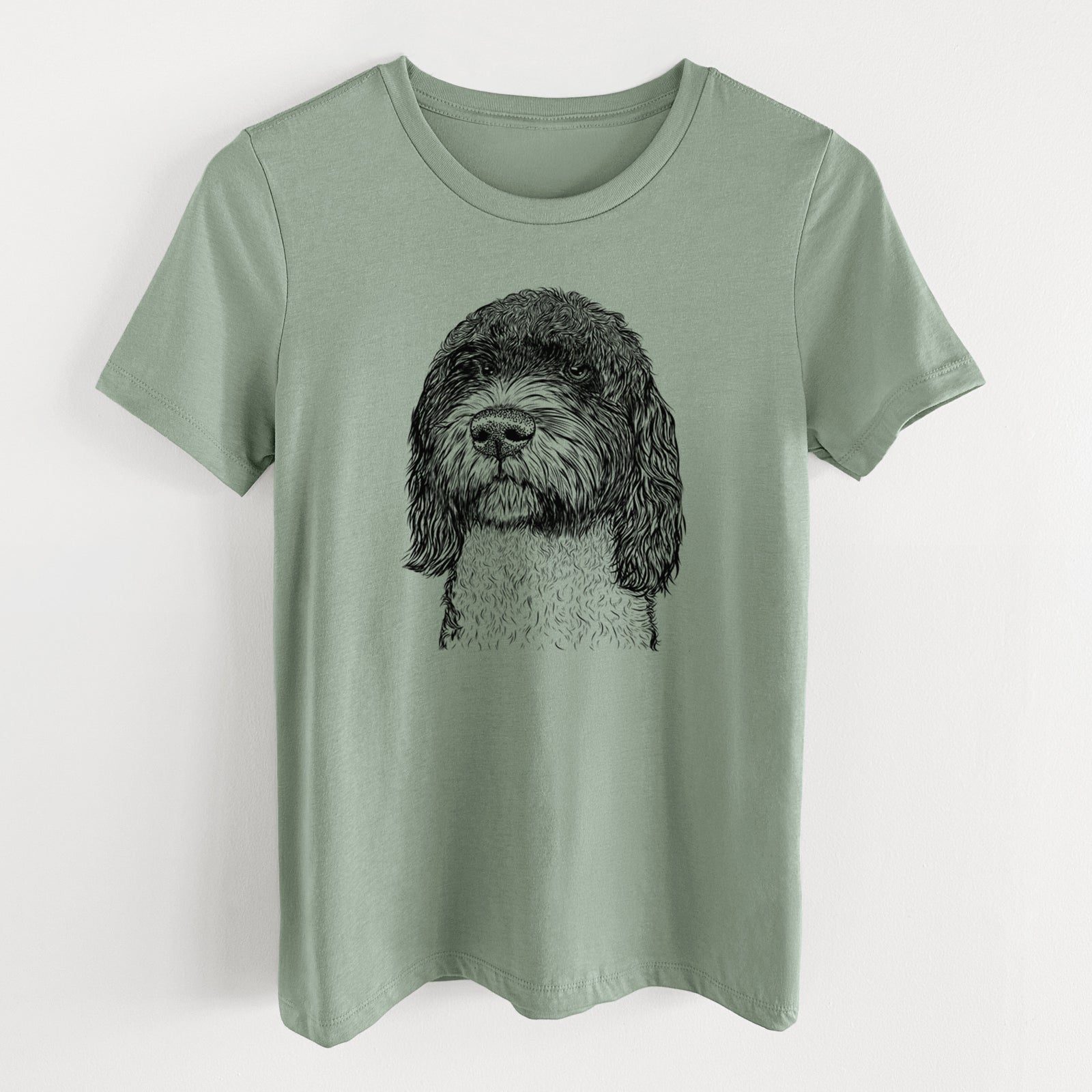 Bare Chris the Portuguese Water Dog - Women's Lightweight Relaxed Fit 100% Cotton Crewneck