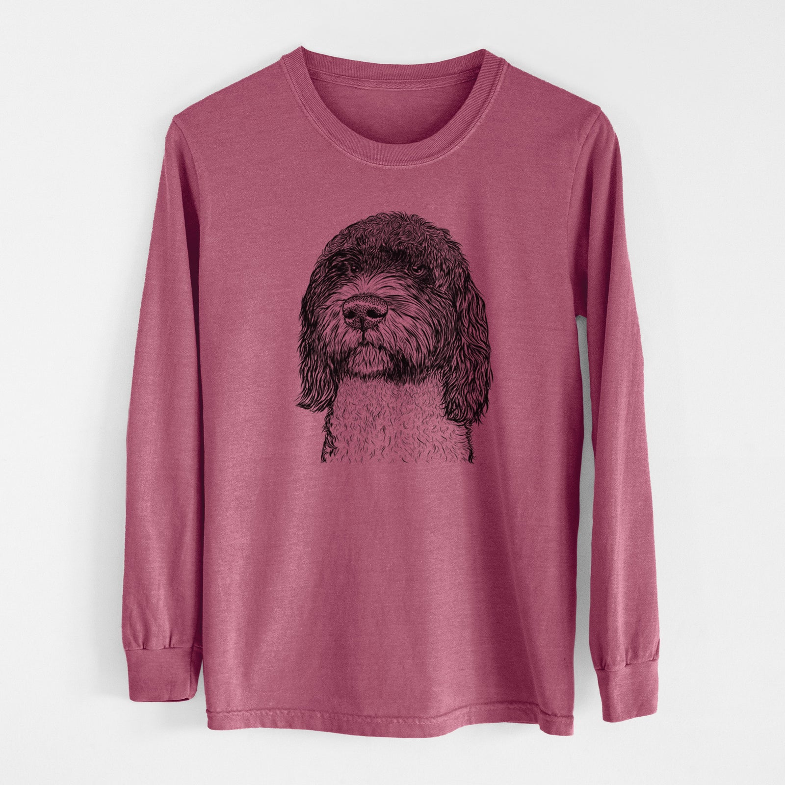 Bare Chris the Portuguese Water Dog - Men's Heavyweight 100% Cotton Long Sleeve