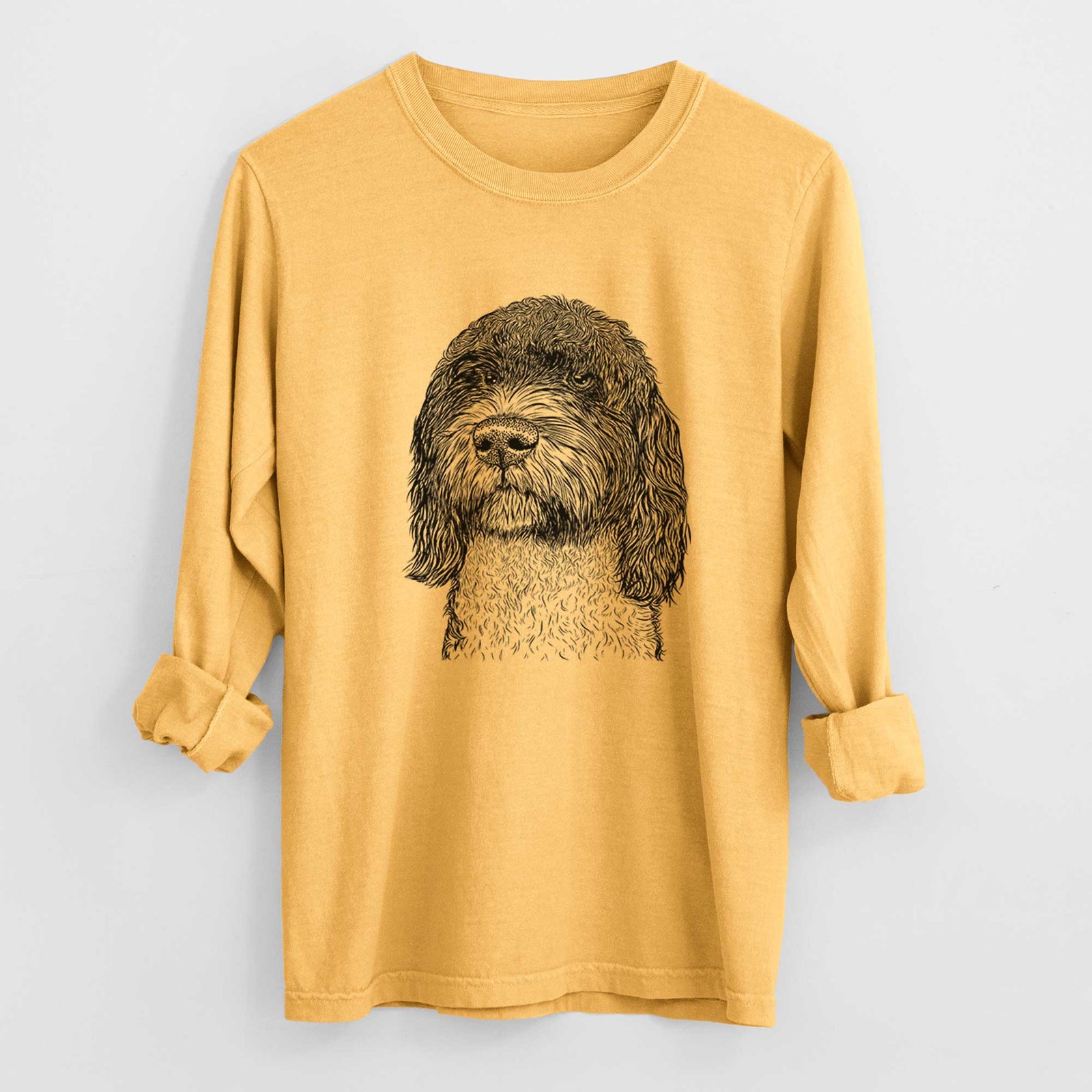 Bare Chris the Portuguese Water Dog - Men's Heavyweight 100% Cotton Long Sleeve