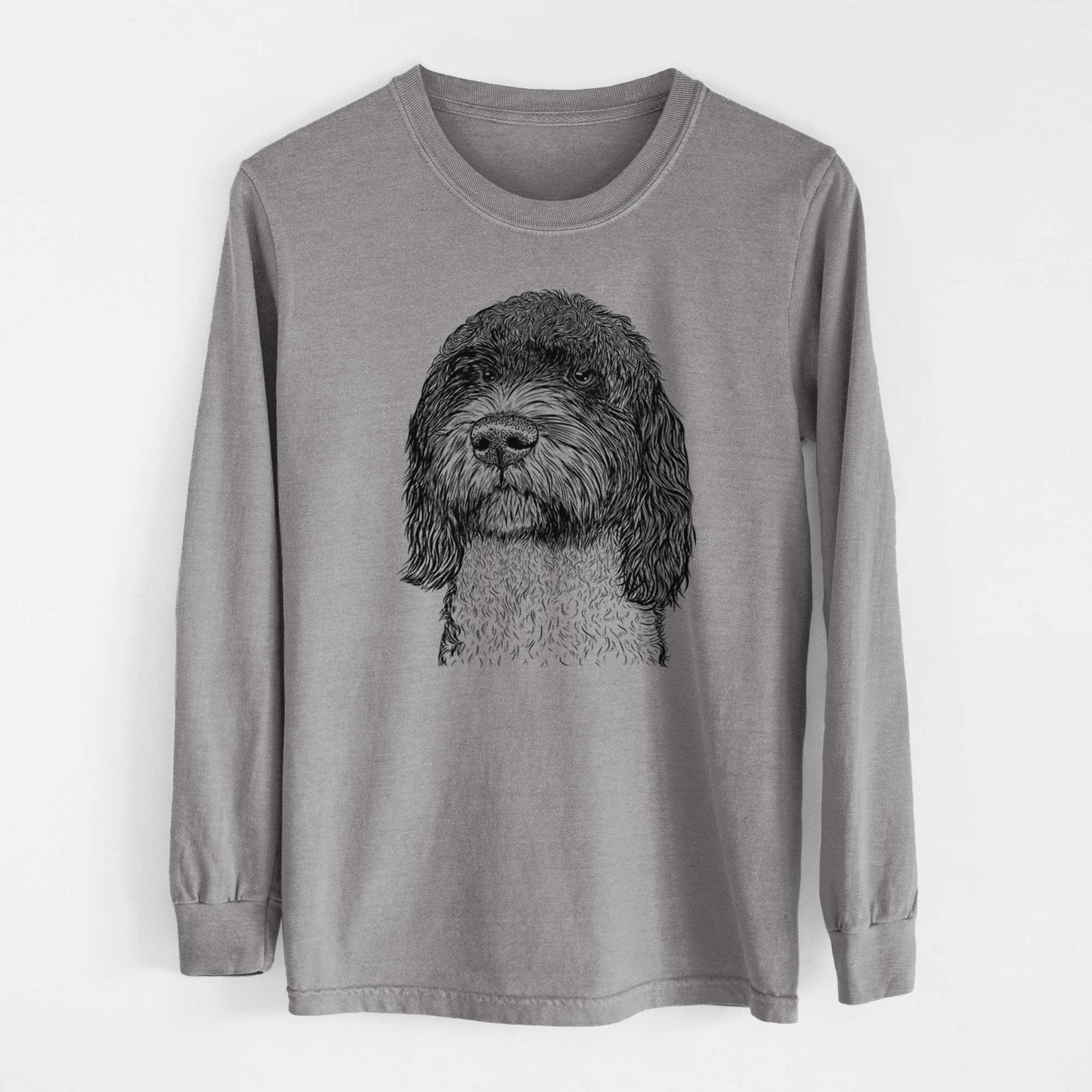 Bare Chris the Portuguese Water Dog - Men's Heavyweight 100% Cotton Long Sleeve