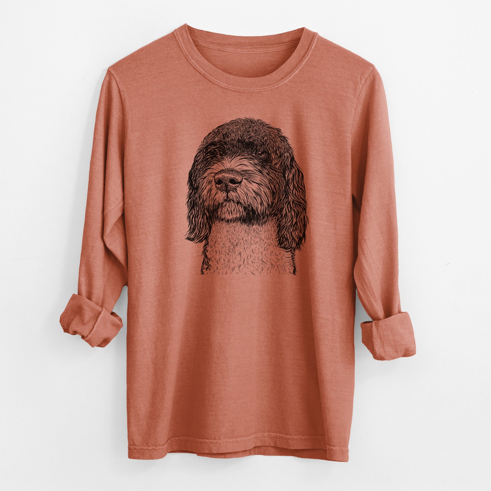 Bare Chris the Portuguese Water Dog - Men's Heavyweight 100% Cotton Long Sleeve