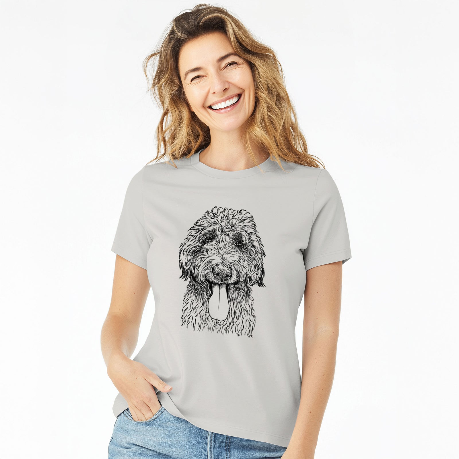 Bare CiCi Paulk the Aussiedoodle - Women's Lightweight Relaxed Fit 100% Cotton Crewneck