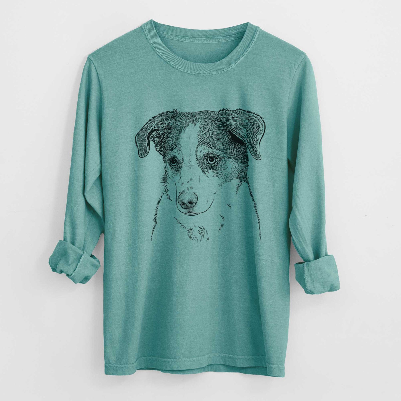 Bare Coco the Beagle Mix - Men's Heavyweight 100% Cotton Long Sleeve