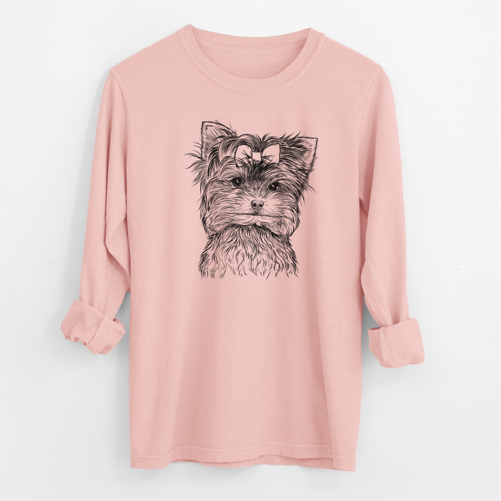 Bare Cricket the Biewer Terrier - Men's Heavyweight 100% Cotton Long Sleeve