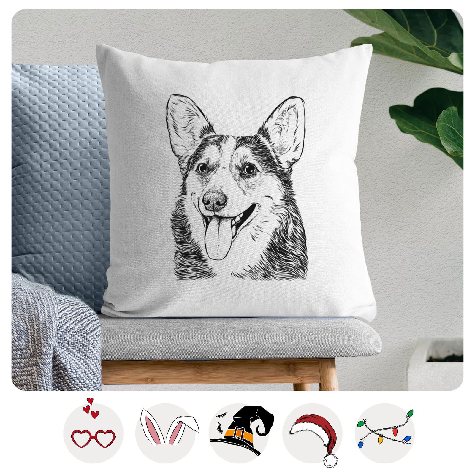 Darma the Corgi - Throw Pillow Cover