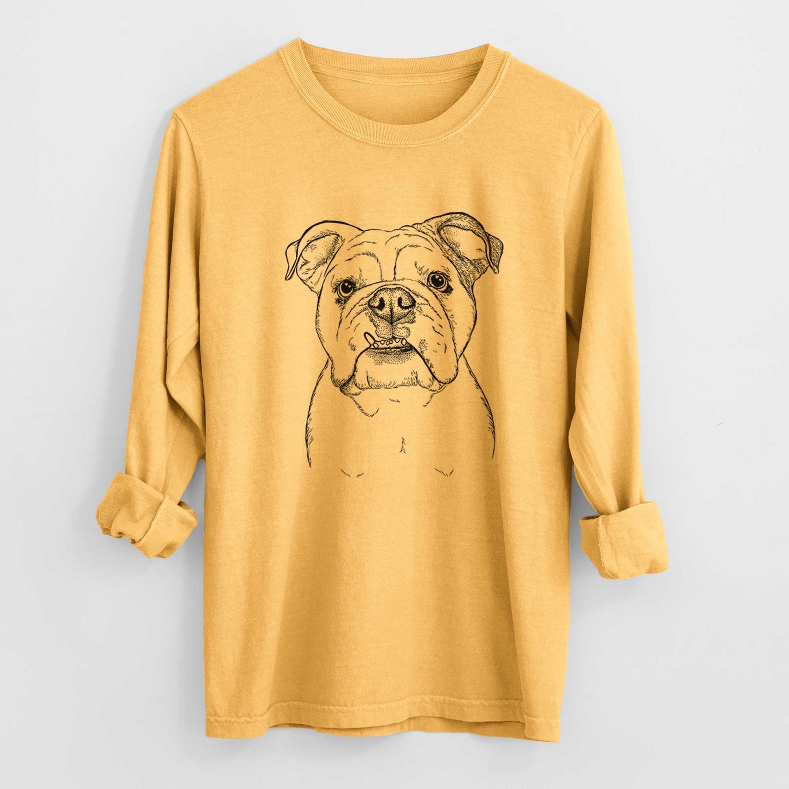 Bare Dazy the English Bulldog - Men's Heavyweight 100% Cotton Long Sleeve