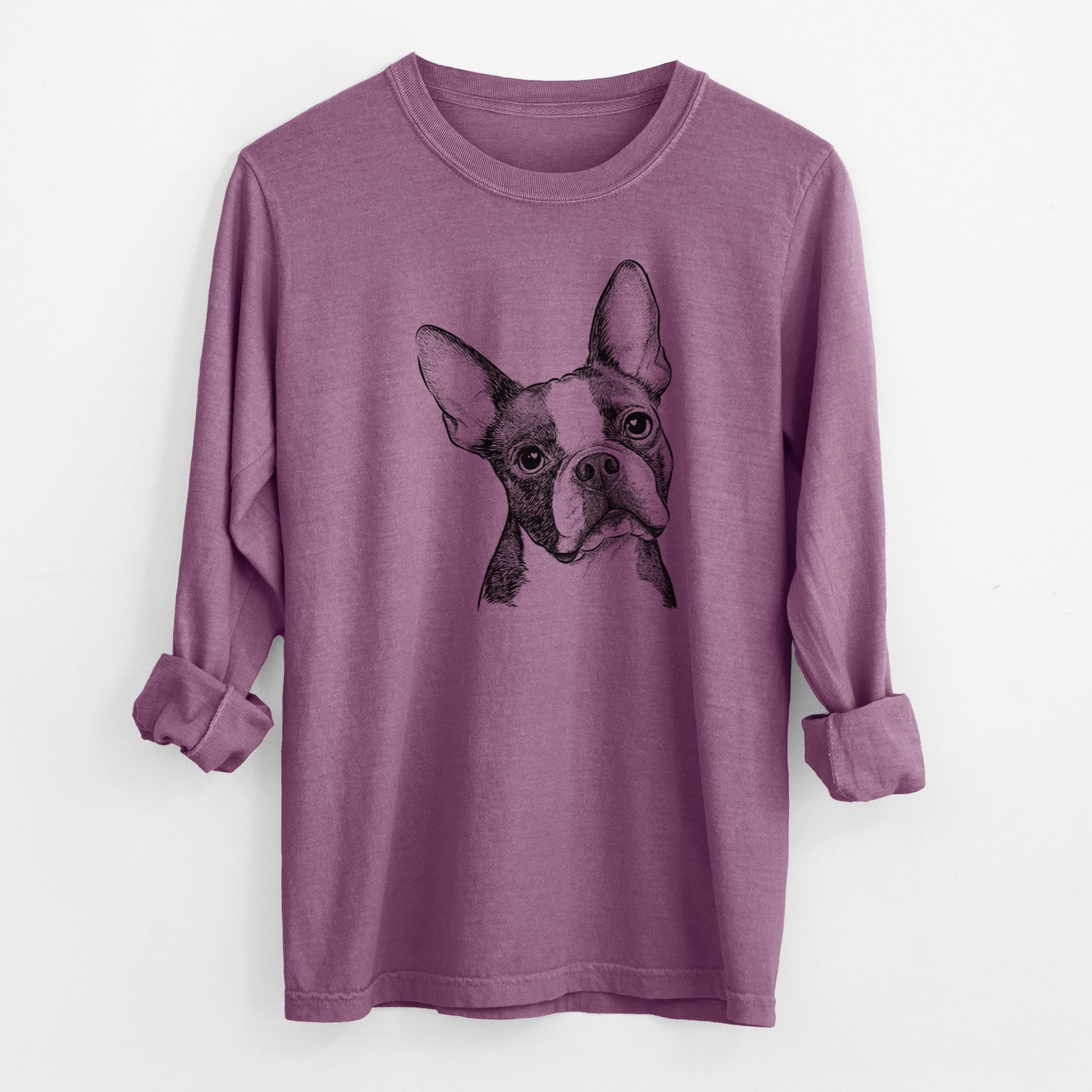 Bare Dee Dee the Boston Terrier - Men's Heavyweight 100% Cotton Long Sleeve