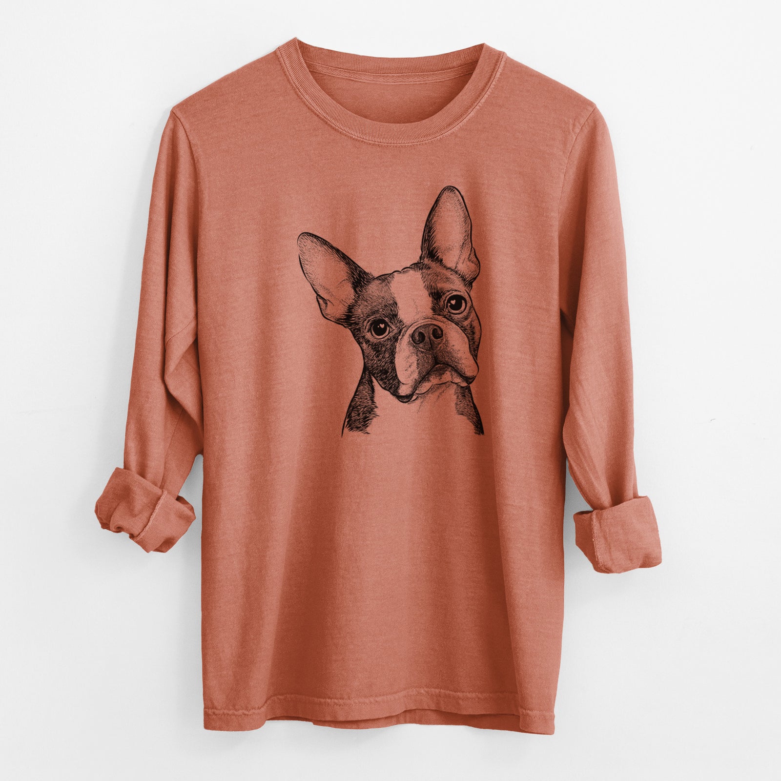 Bare Dee Dee the Boston Terrier - Men's Heavyweight 100% Cotton Long Sleeve