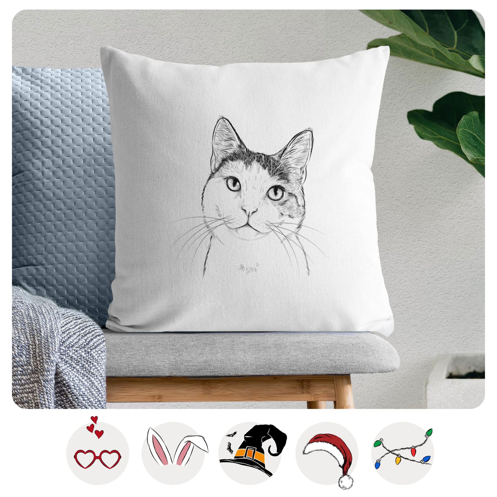 Denver the Calico Cat - Throw Pillow Cover
