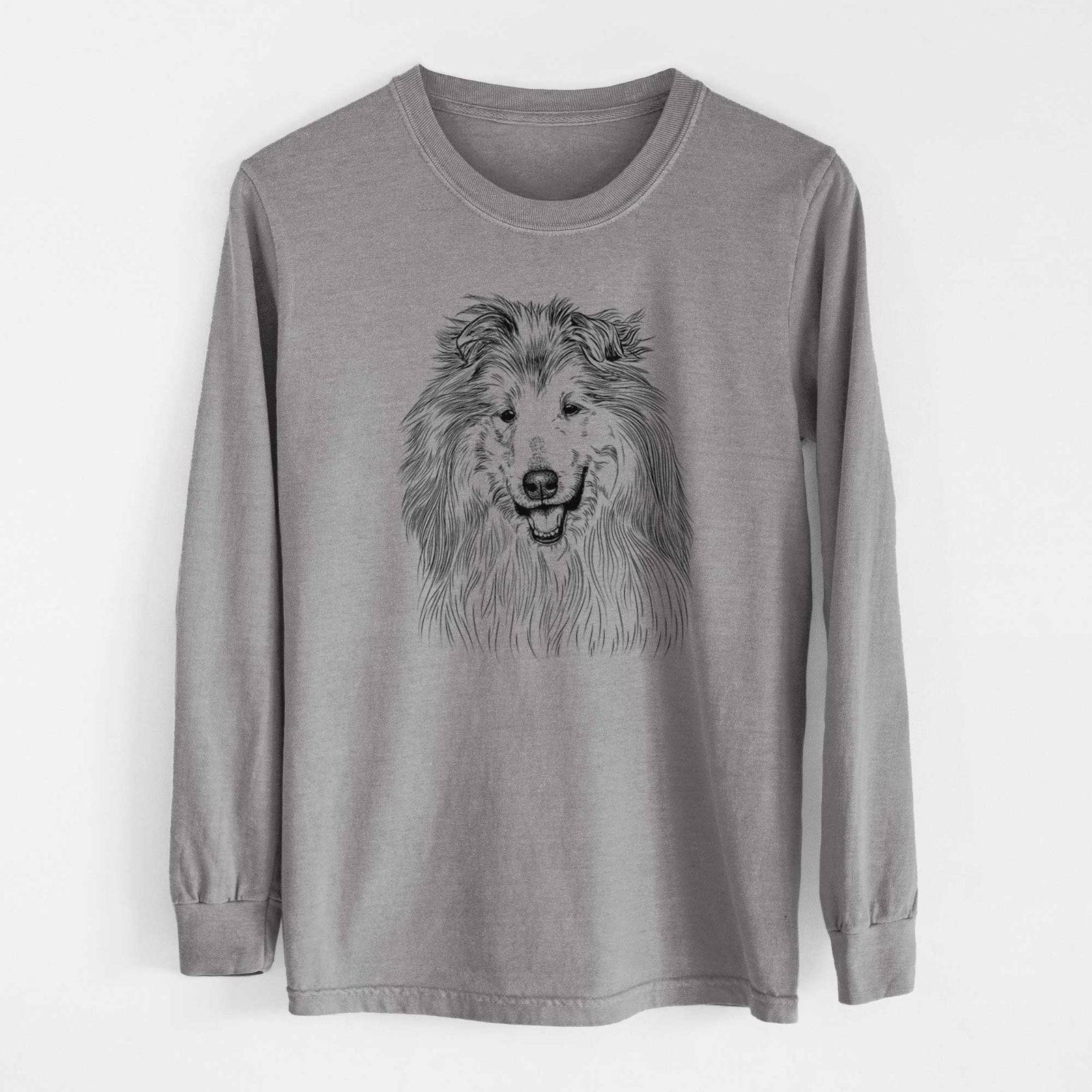 Bare Donnan the Rough Collie - Men's Heavyweight 100% Cotton Long Sleeve