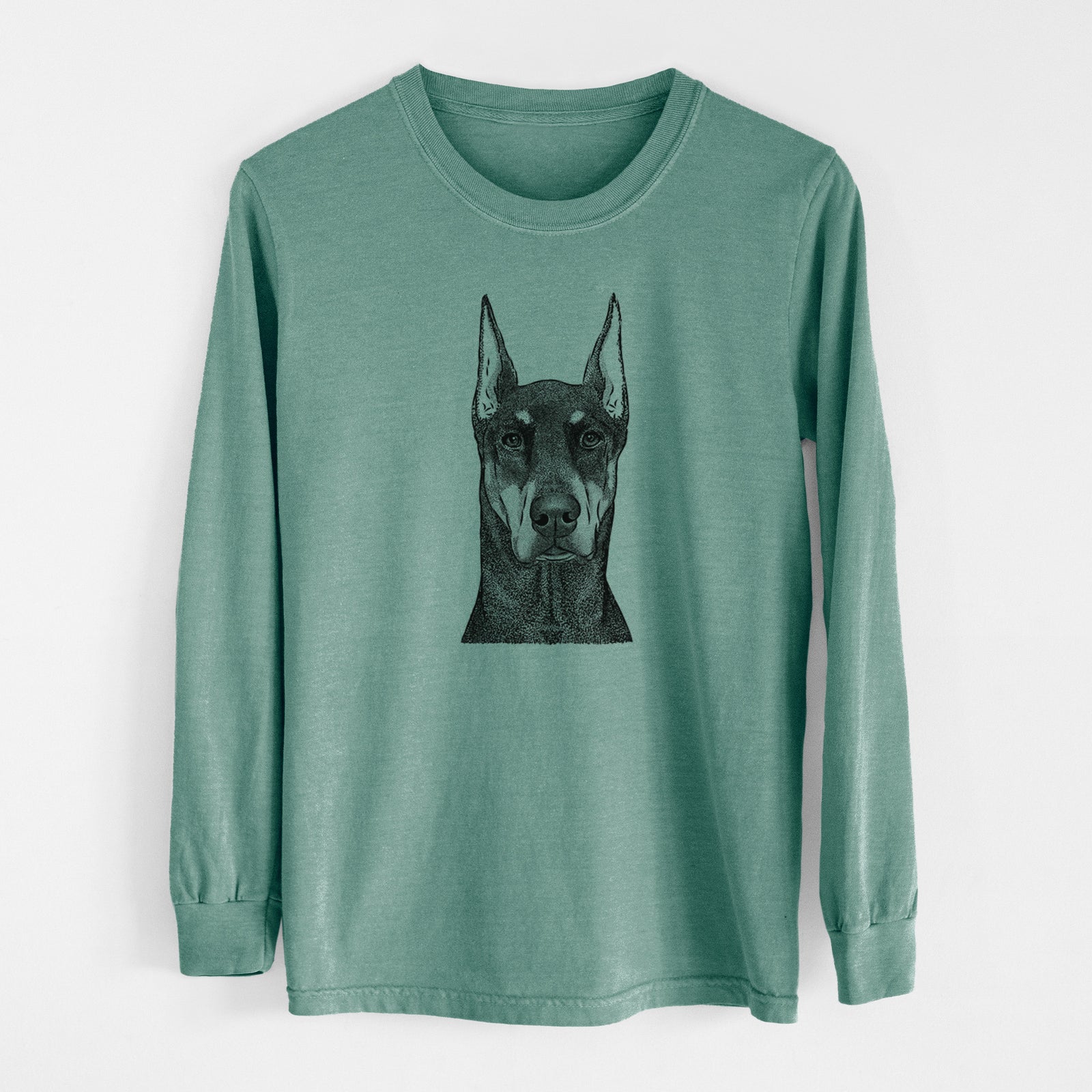 Bare Drake the Doberman Pinscher - Men's Heavyweight 100% Cotton Long Sleeve