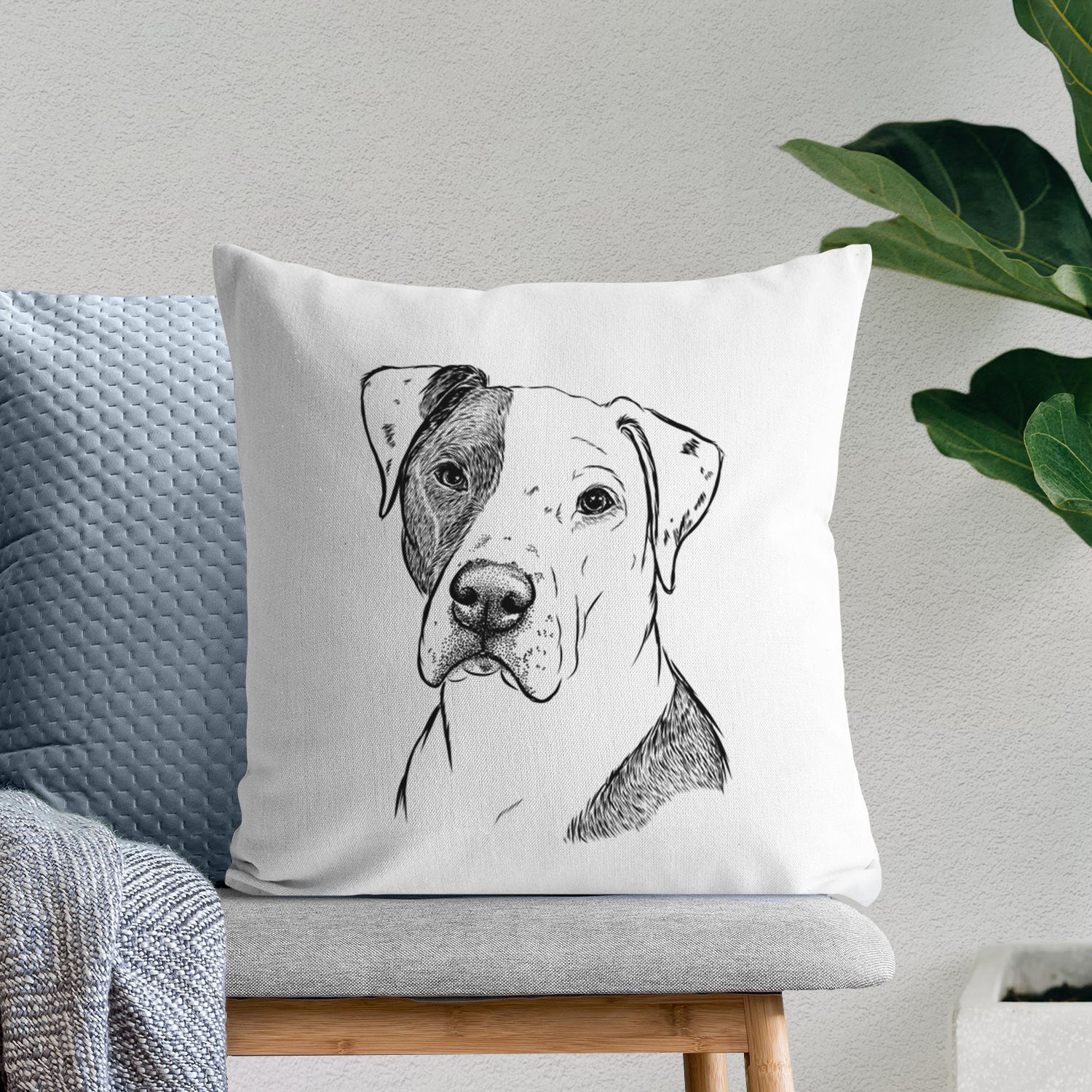 Duke the American Staffordshire Terrier Mix - Throw Pillow Cover