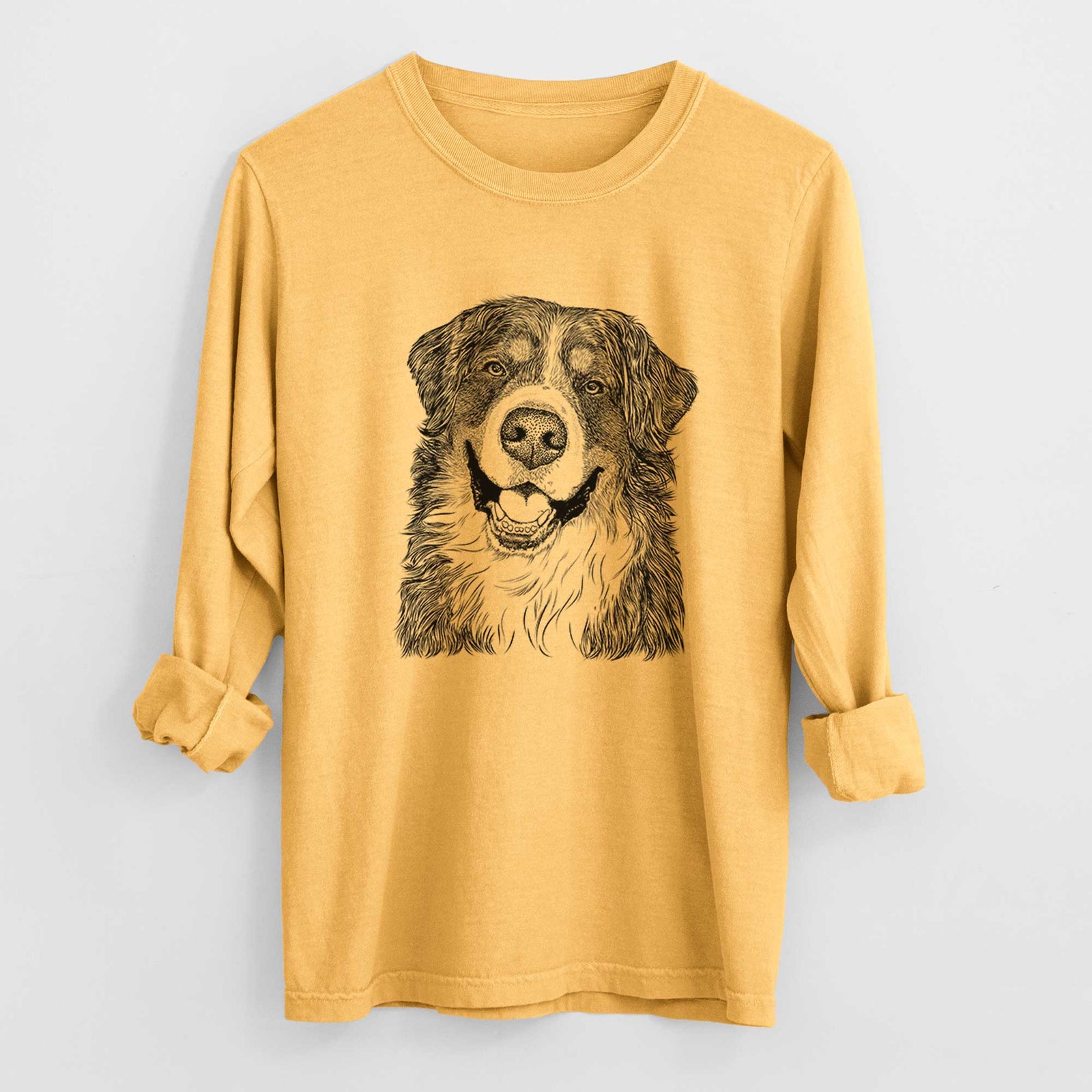 Bare Eiger the Bernese Mountain Dog - Men's Heavyweight 100% Cotton Long Sleeve