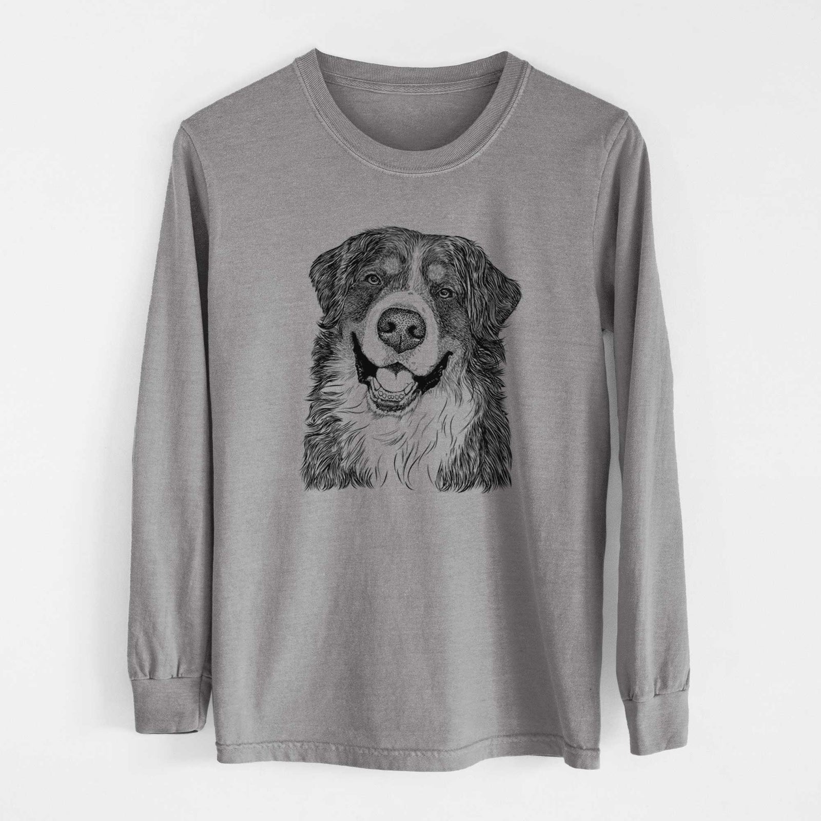 Bare Eiger the Bernese Mountain Dog - Men's Heavyweight 100% Cotton Long Sleeve