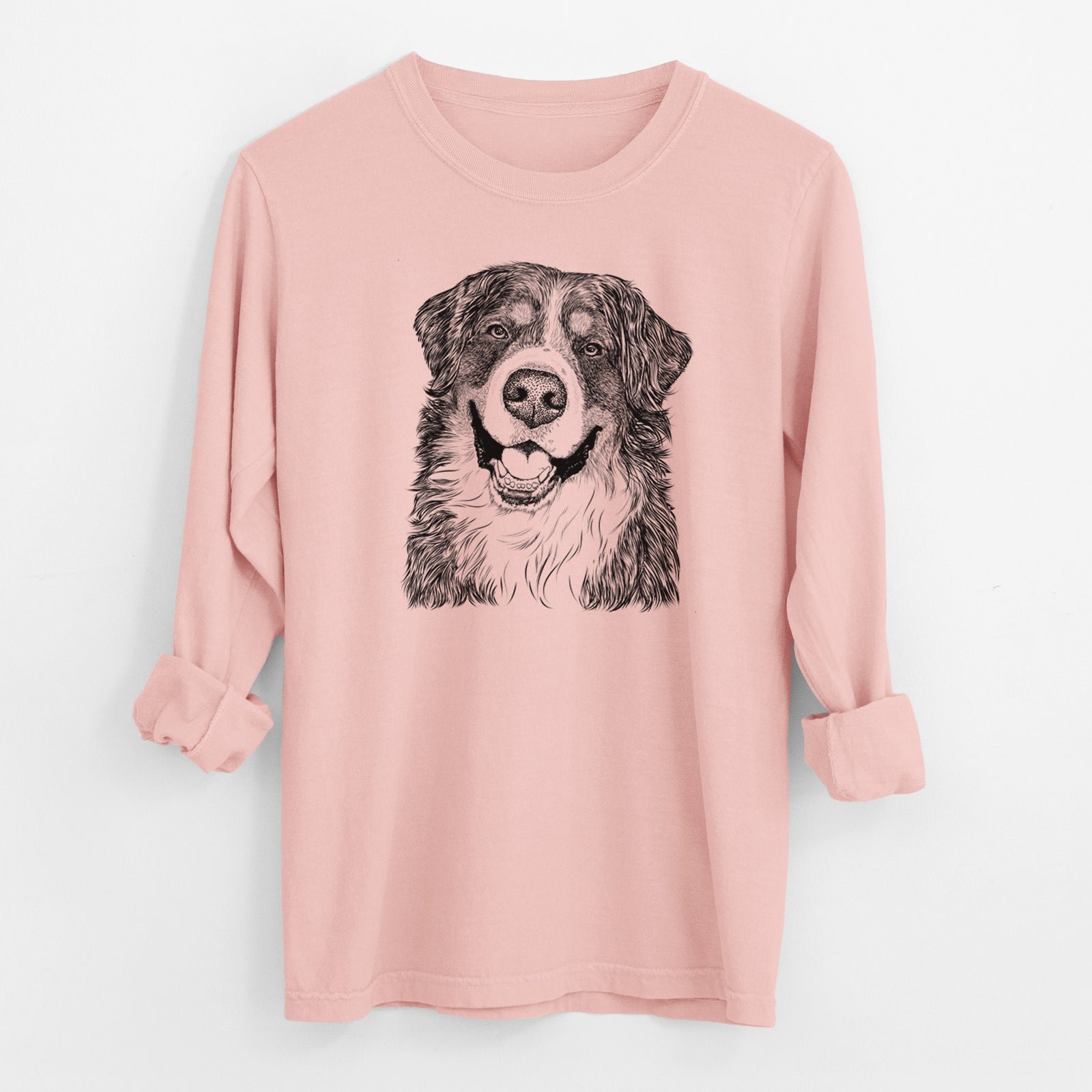 Bare Eiger the Bernese Mountain Dog - Men's Heavyweight 100% Cotton Long Sleeve
