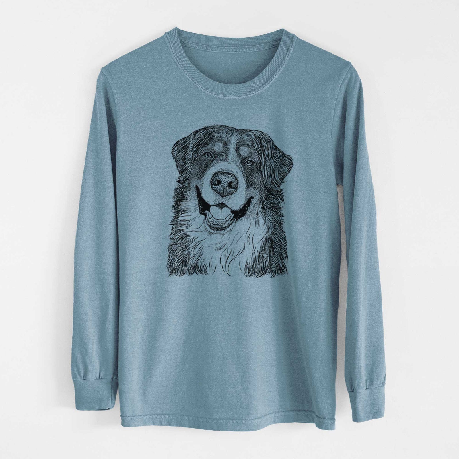 Bare Eiger the Bernese Mountain Dog - Men's Heavyweight 100% Cotton Long Sleeve